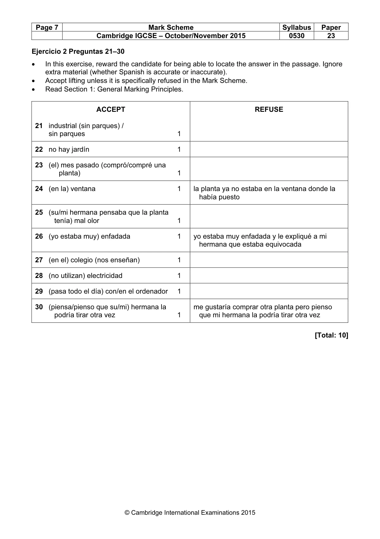 Mark scheme, page 7 of 9