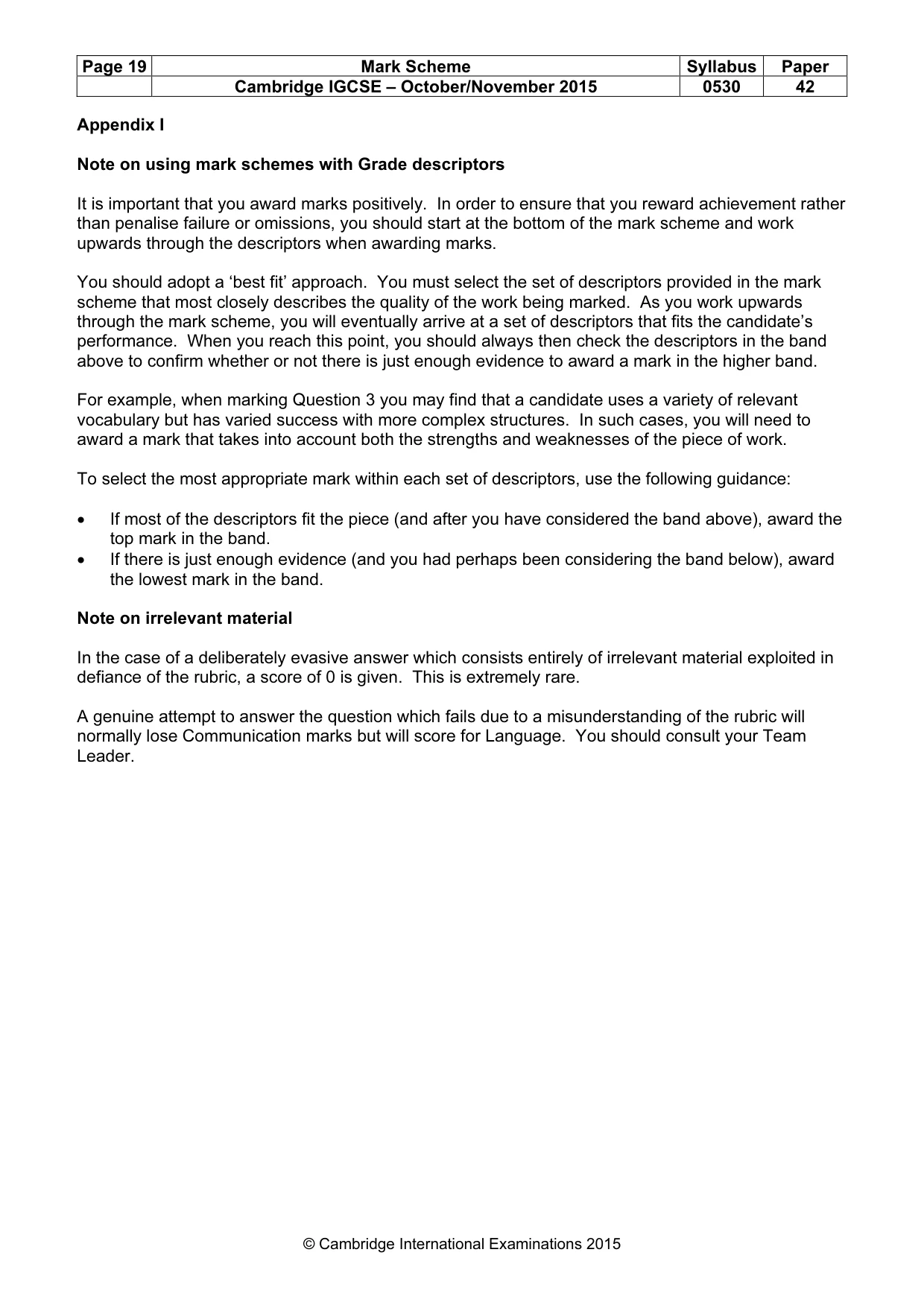 Mark scheme, page 19 of 24