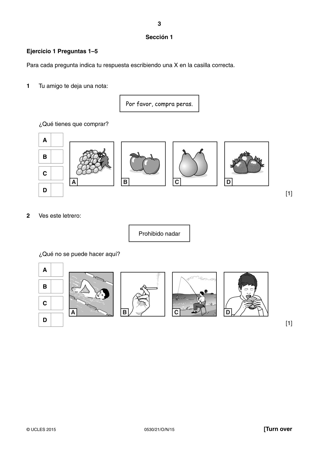 Cambridge IGCSE Spanish - Foreign Language 0530 2015 Oct/Nov Paper 2 · Variant 1 question paper, page 3 of 16