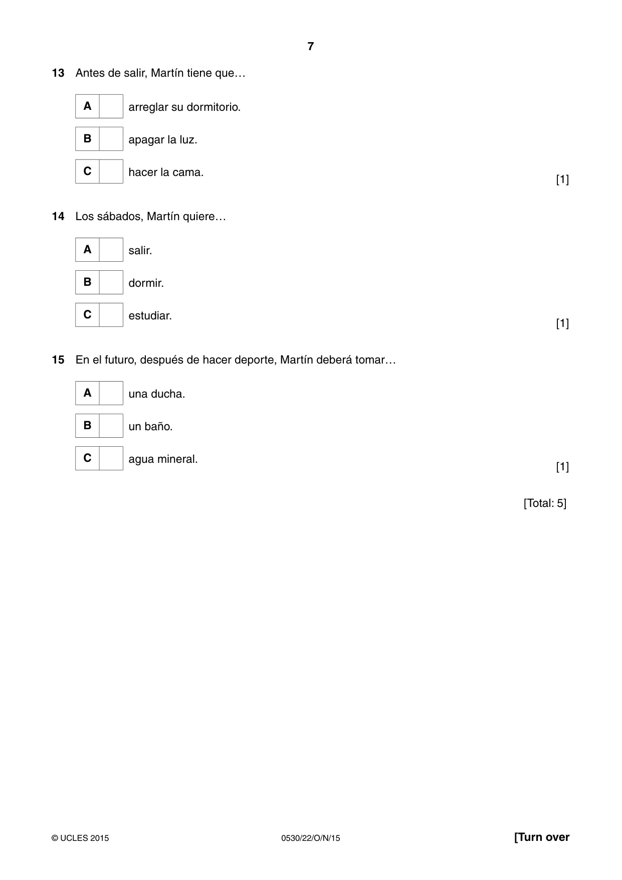 Cambridge IGCSE Spanish - Foreign Language 0530 2015 Oct/Nov Paper 2 · Variant 2 question paper, page 7 of 16