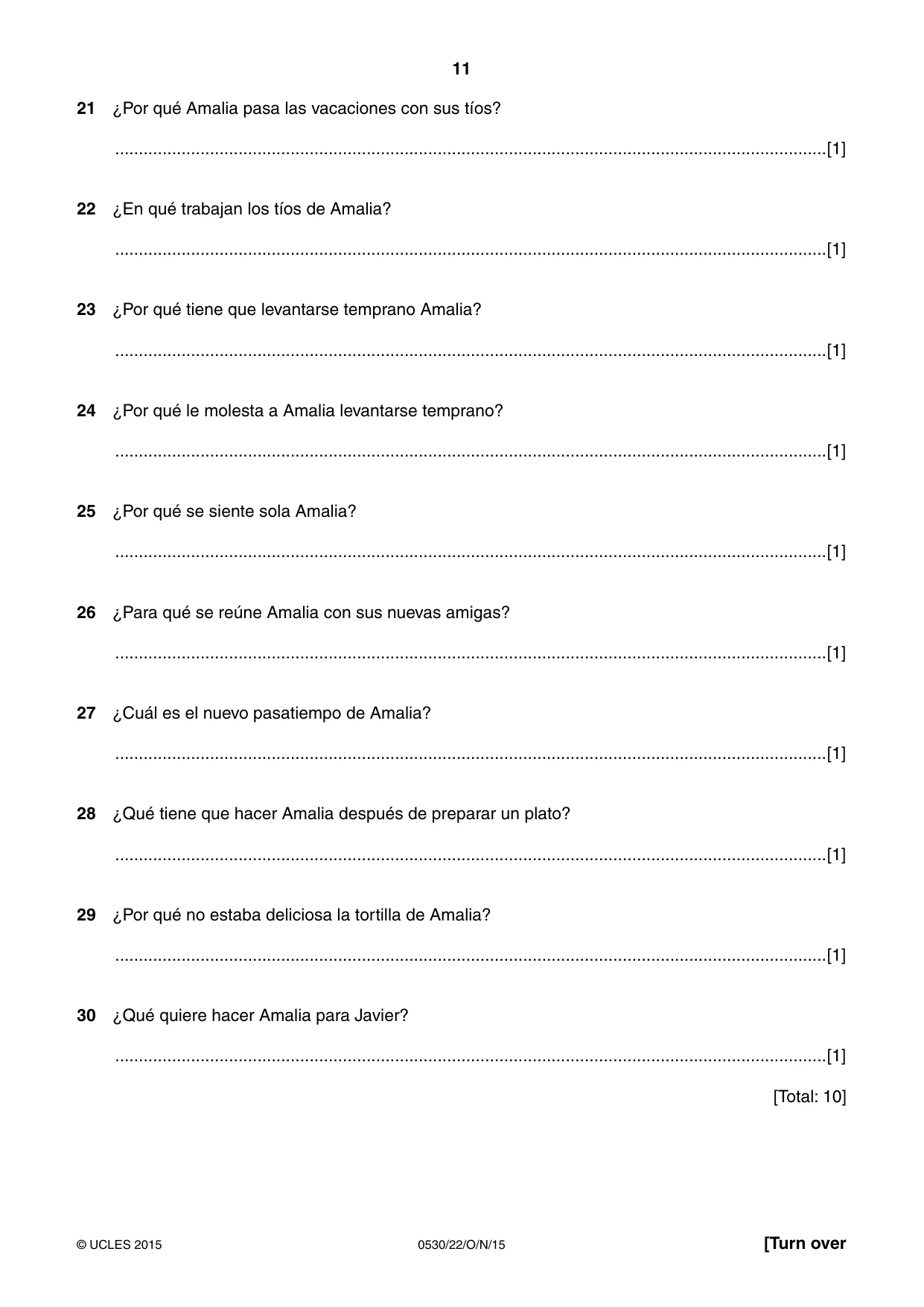 Cambridge IGCSE Spanish - Foreign Language 0530 2015 Oct/Nov Paper 2 · Variant 2 question paper, page 11 of 16