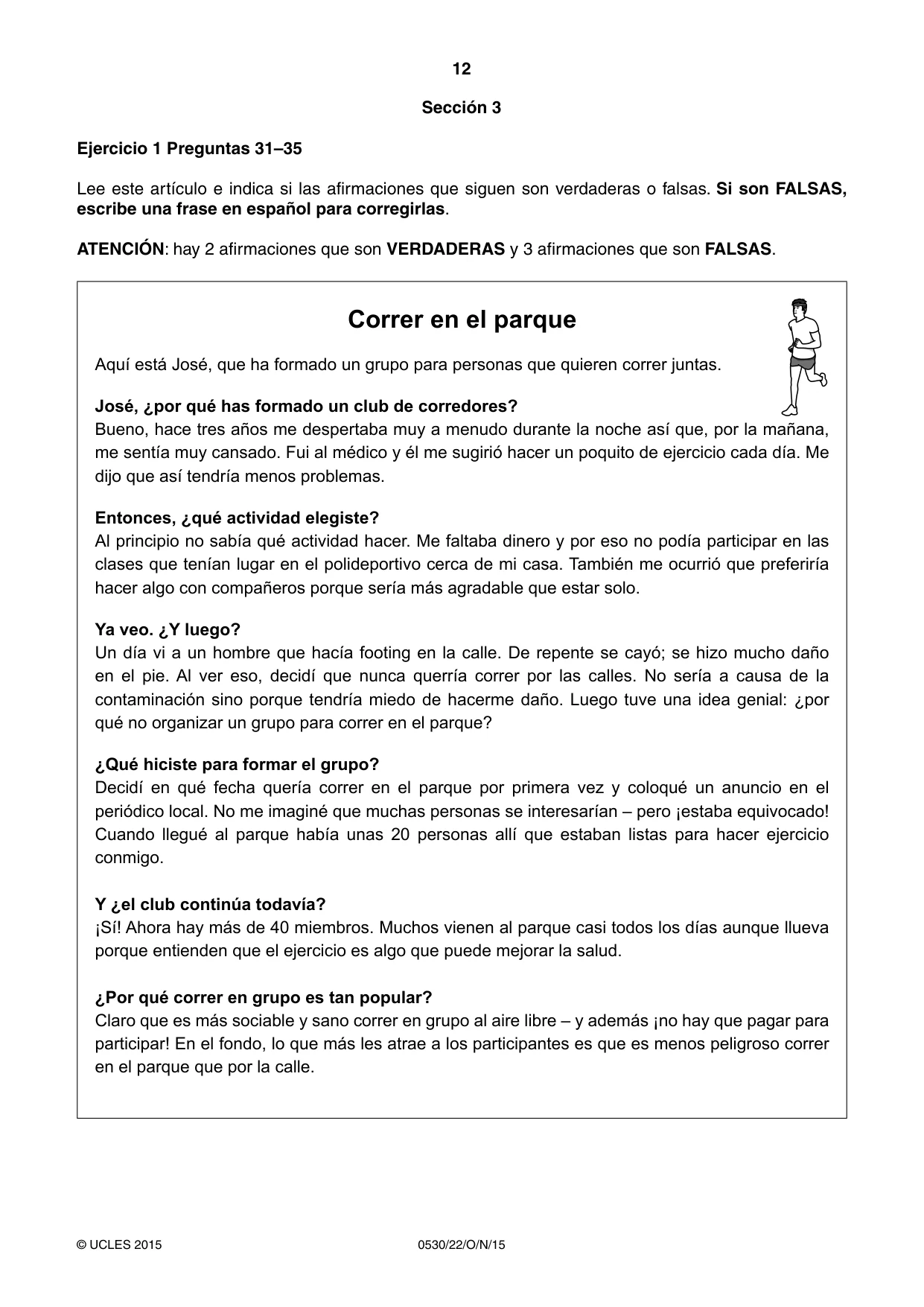 Cambridge IGCSE Spanish - Foreign Language 0530 2015 Oct/Nov Paper 2 · Variant 2 question paper, page 12 of 16