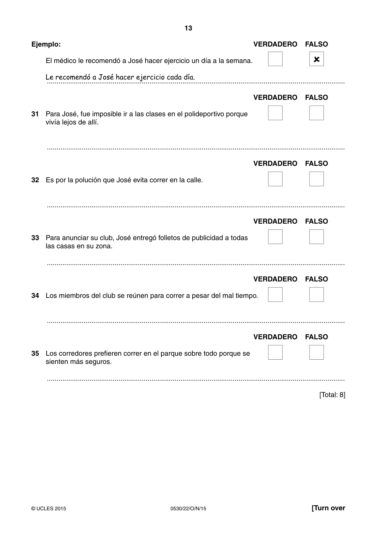 Cambridge IGCSE Spanish - Foreign Language 0530 2015 Oct/Nov Paper 2 · Variant 2 question paper, page 13 of 16
