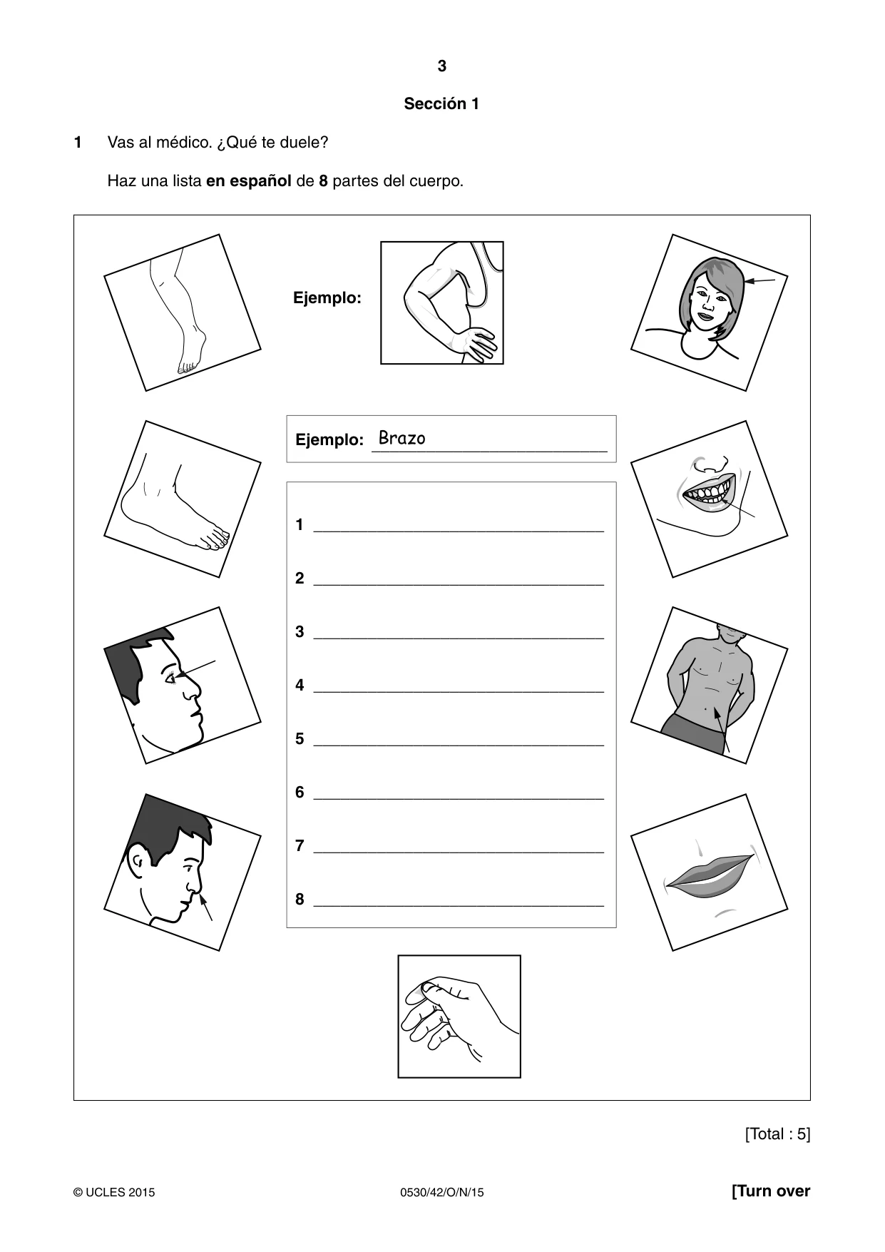 Cambridge IGCSE Spanish - Foreign Language 0530 2015 Oct/Nov Paper 4 · Variant 2 question paper, page 3 of 8