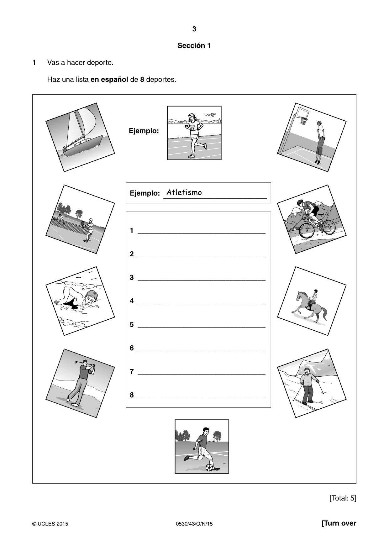 Cambridge IGCSE Spanish - Foreign Language 0530 2015 Oct/Nov Paper 4 · Variant 3 question paper, page 3 of 8