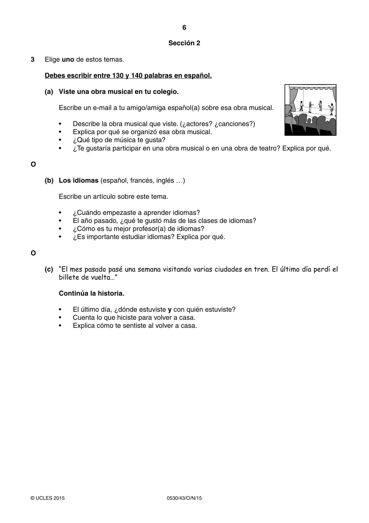 Cambridge IGCSE Spanish - Foreign Language 0530 2015 Oct/Nov Paper 4 · Variant 3 question paper, page 6 of 8