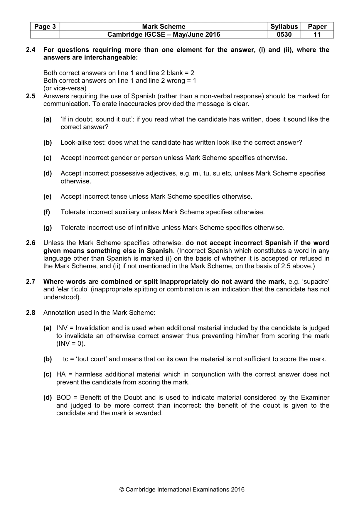 Mark scheme, page 3 of 9