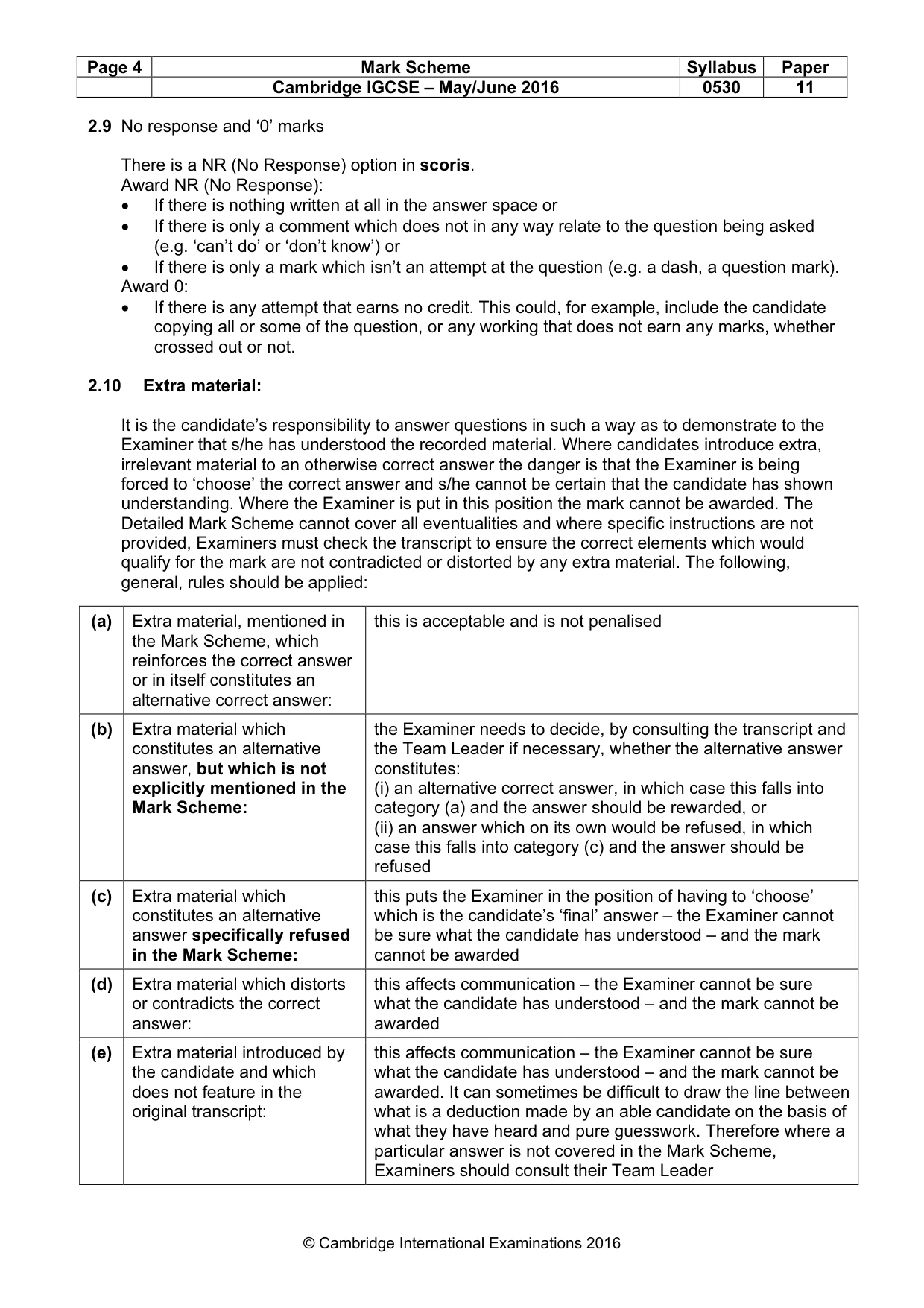 Mark scheme, page 4 of 9