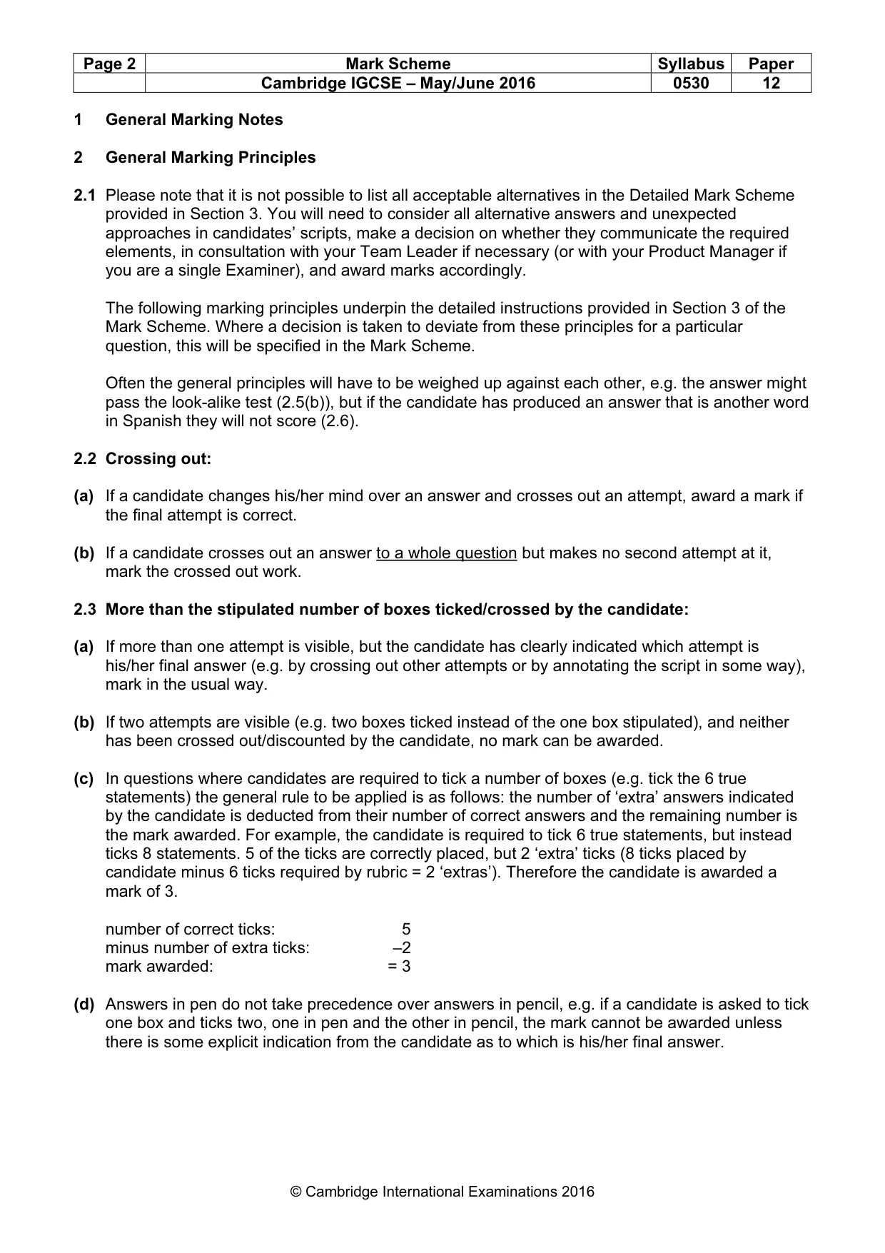 Mark scheme, page 2 of 9