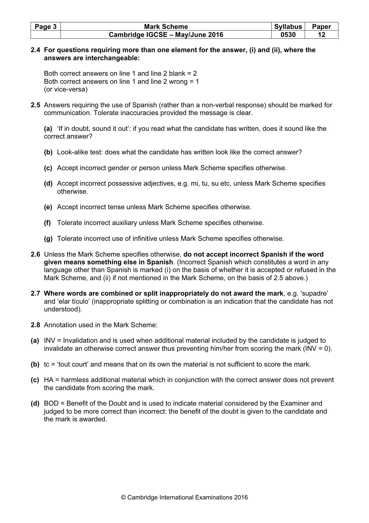 Mark scheme, page 3 of 9