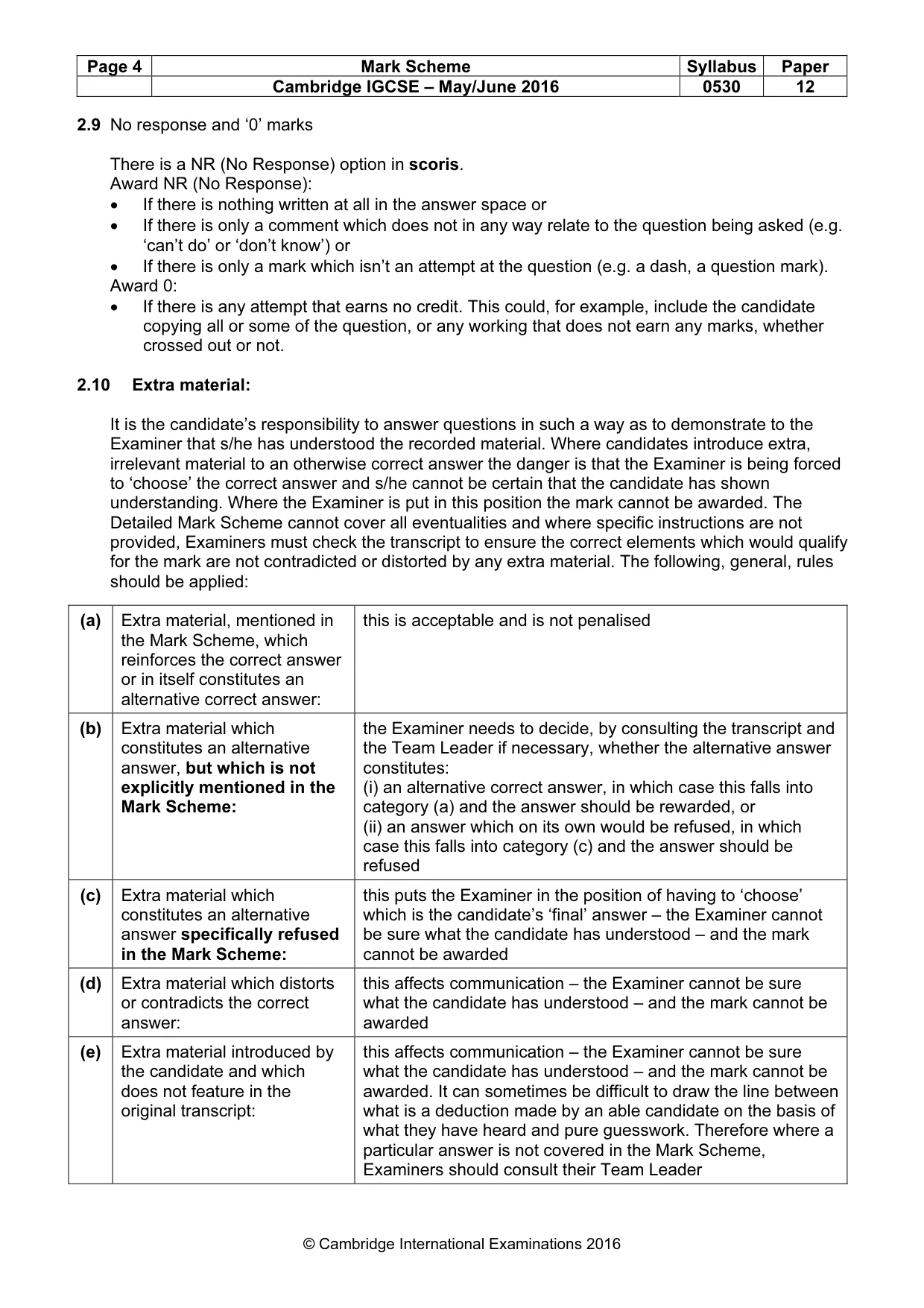 Mark scheme, page 4 of 9