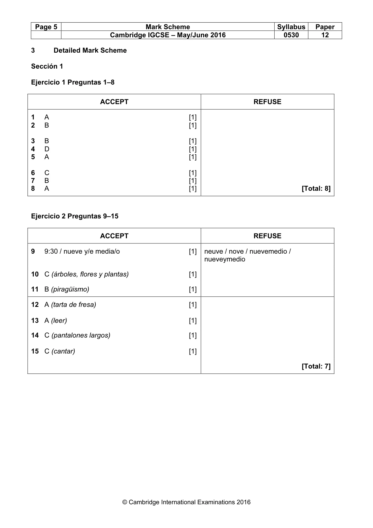 Mark scheme, page 5 of 9