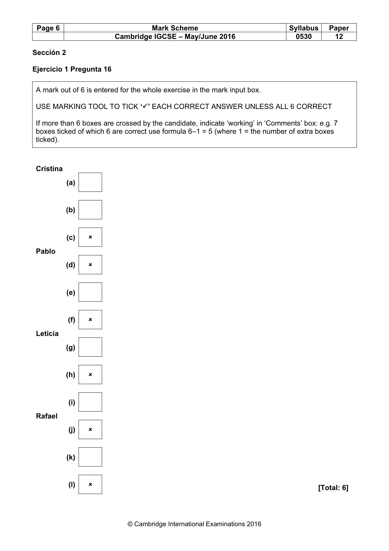 Mark scheme, page 6 of 9