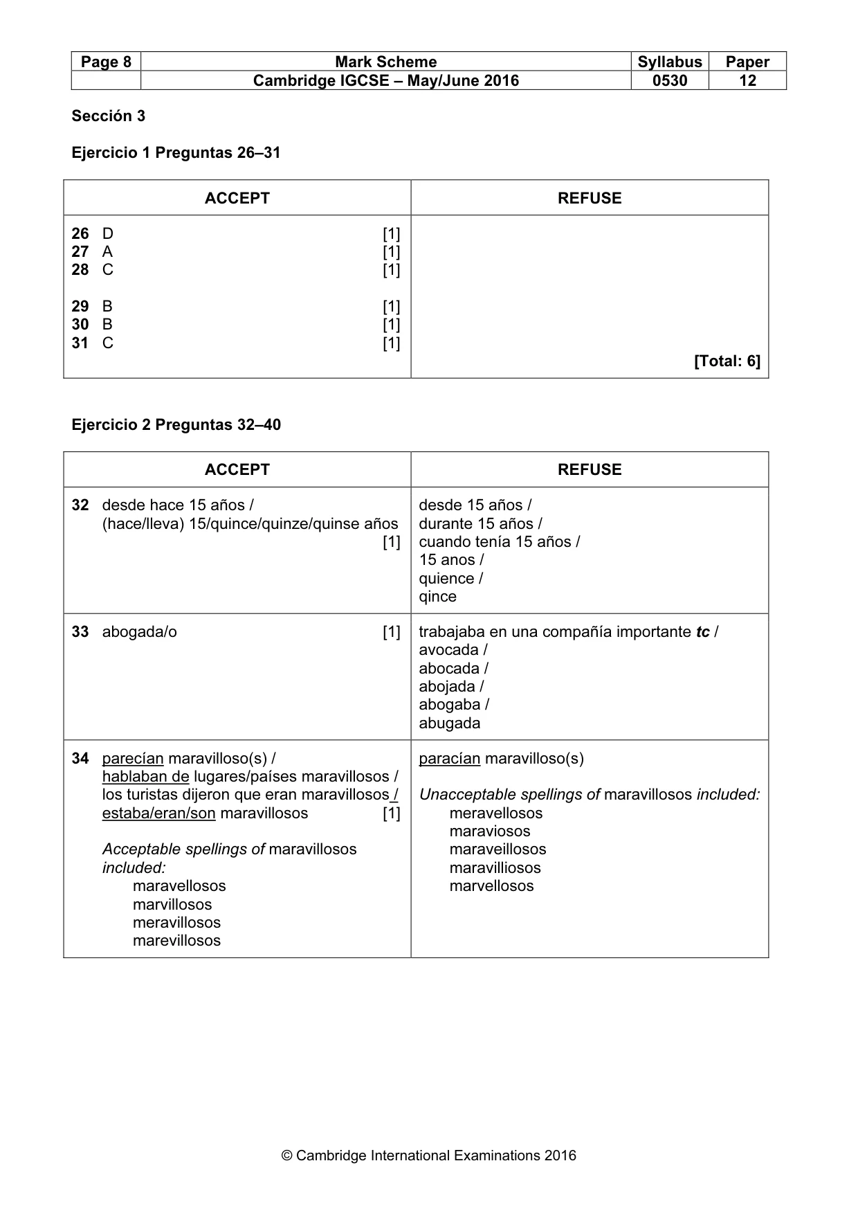 Mark scheme, page 8 of 9
