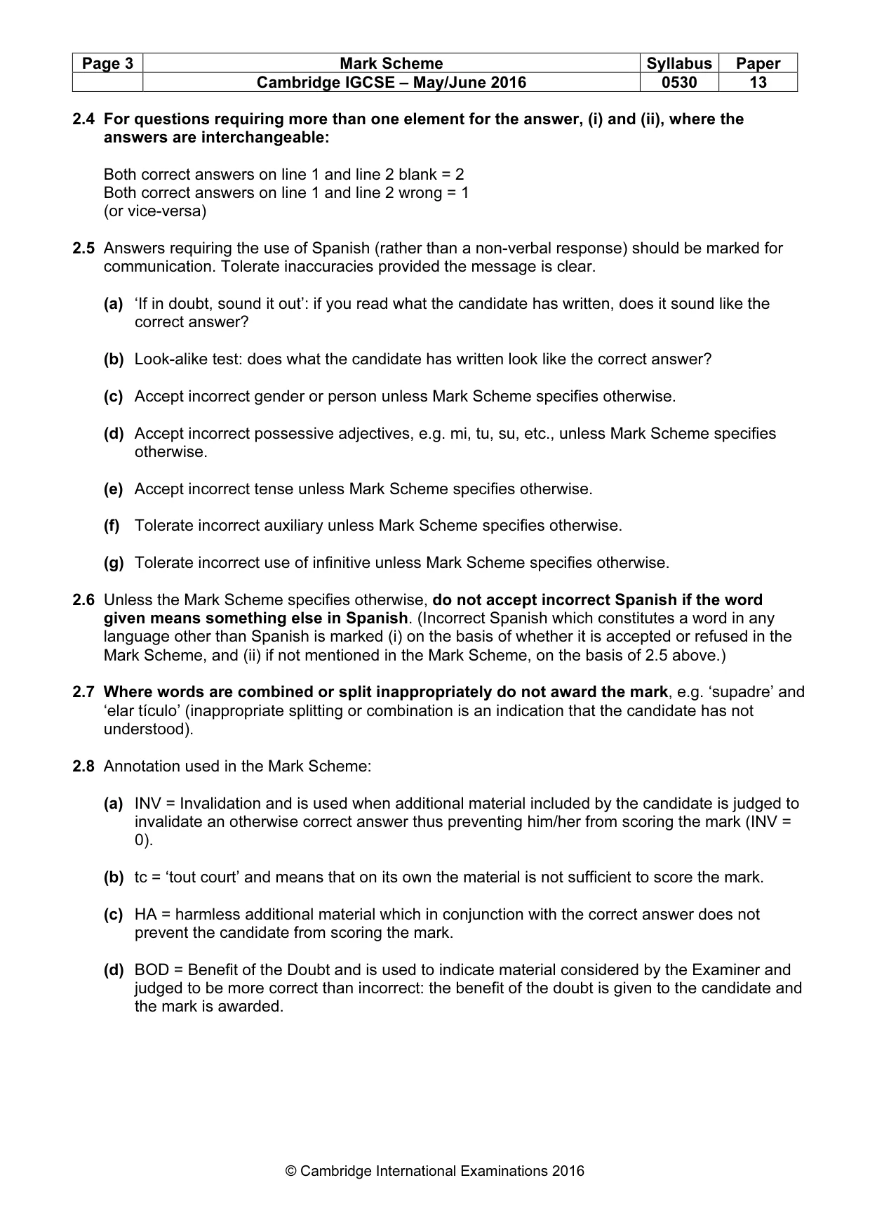 Mark scheme, page 3 of 9