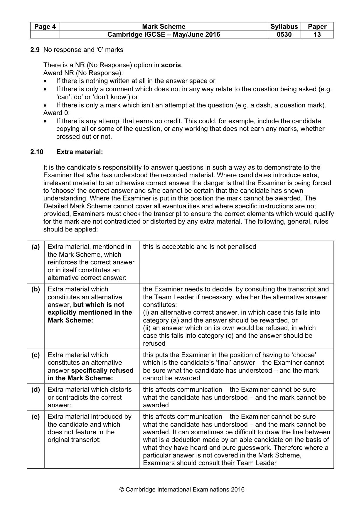 Mark scheme, page 4 of 9