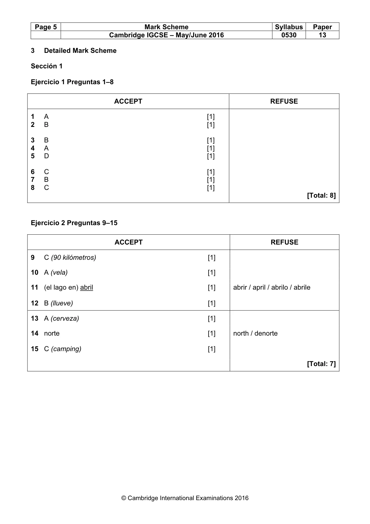 Mark scheme, page 5 of 9