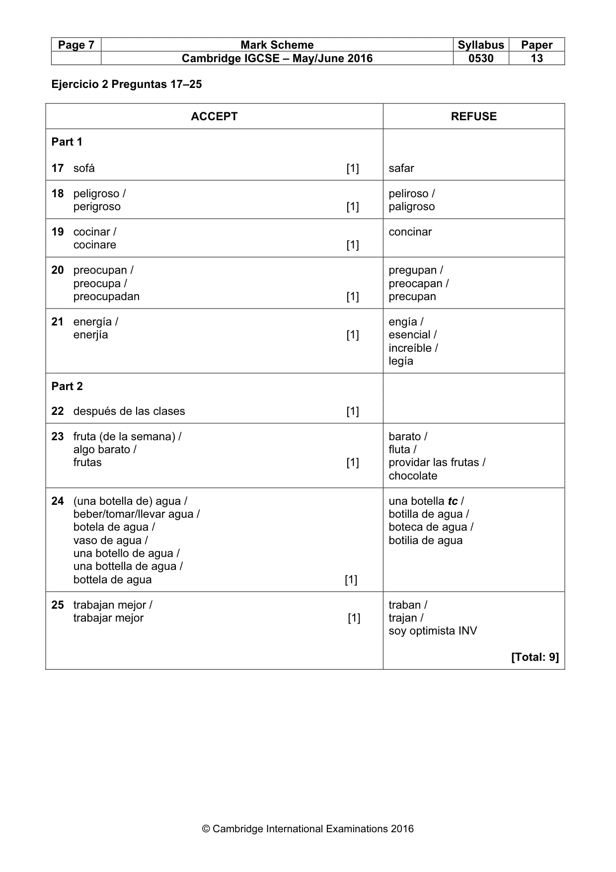 Mark scheme, page 7 of 9