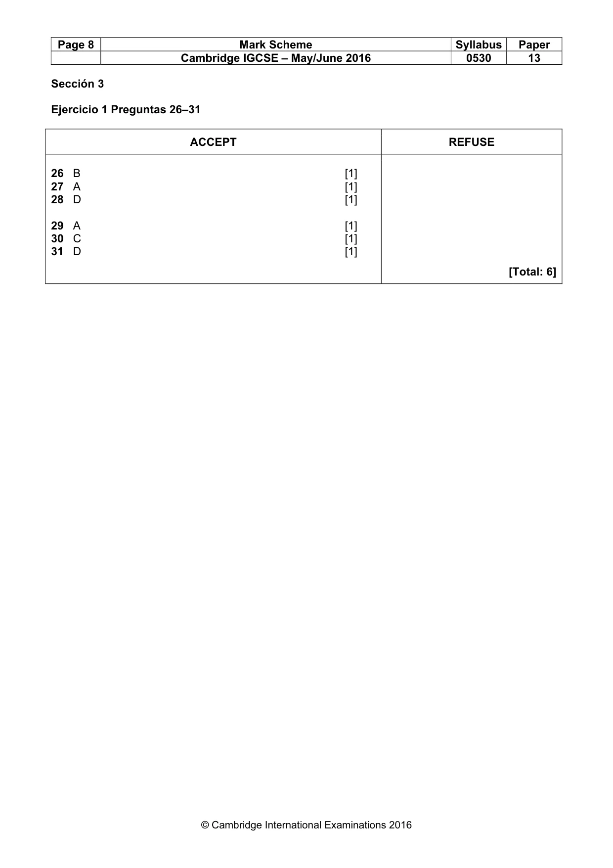 Mark scheme, page 8 of 9