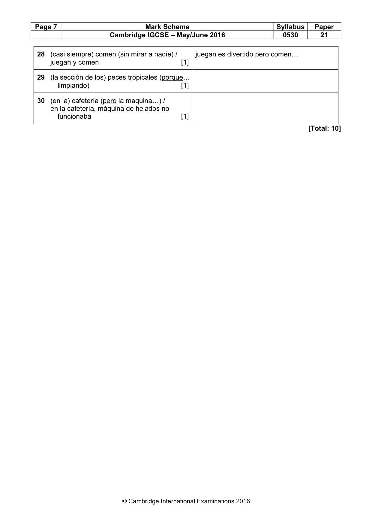 Mark scheme, page 7 of 9