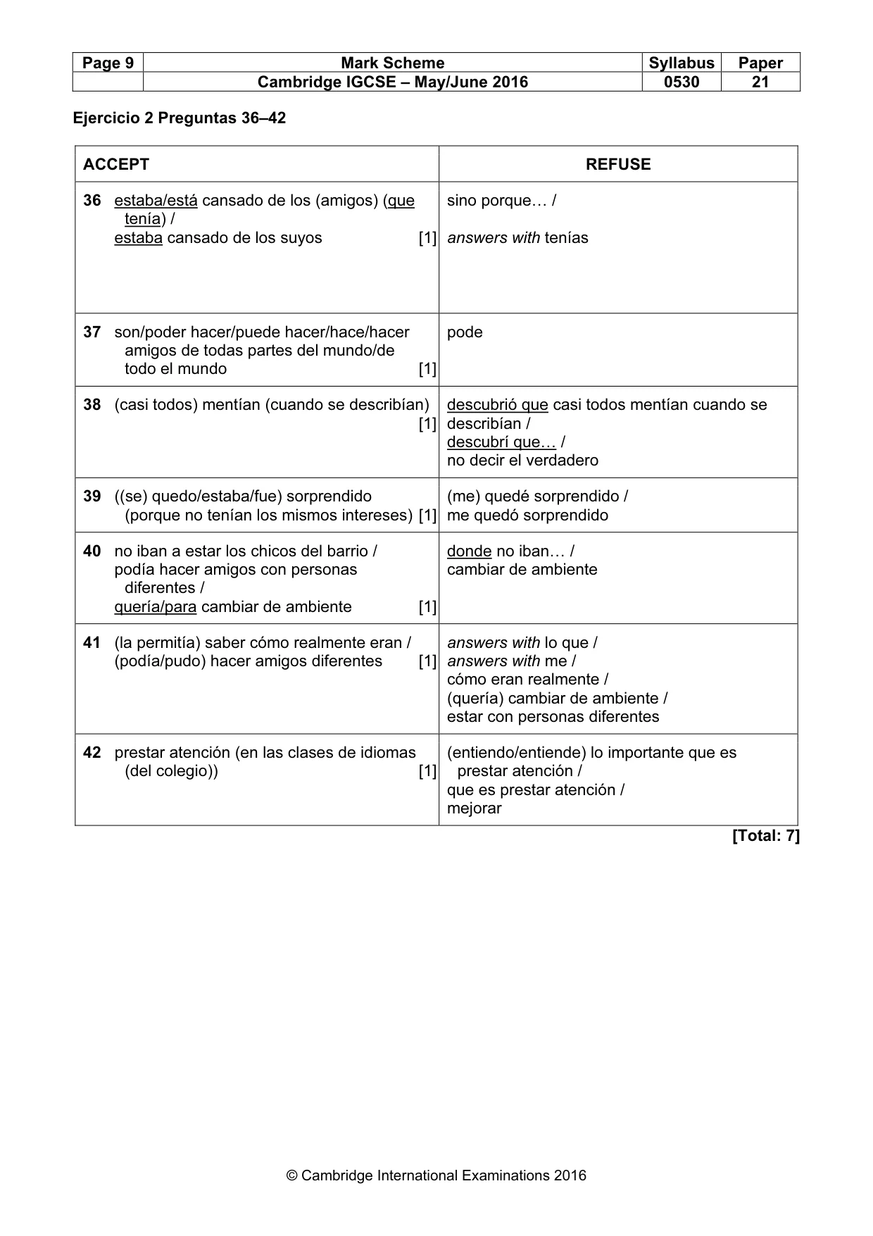 Mark scheme, page 9 of 9