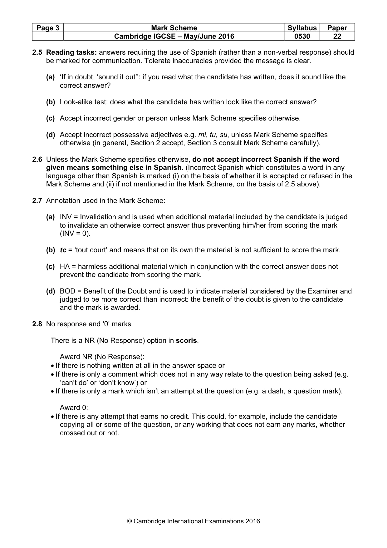 Mark scheme, page 3 of 9