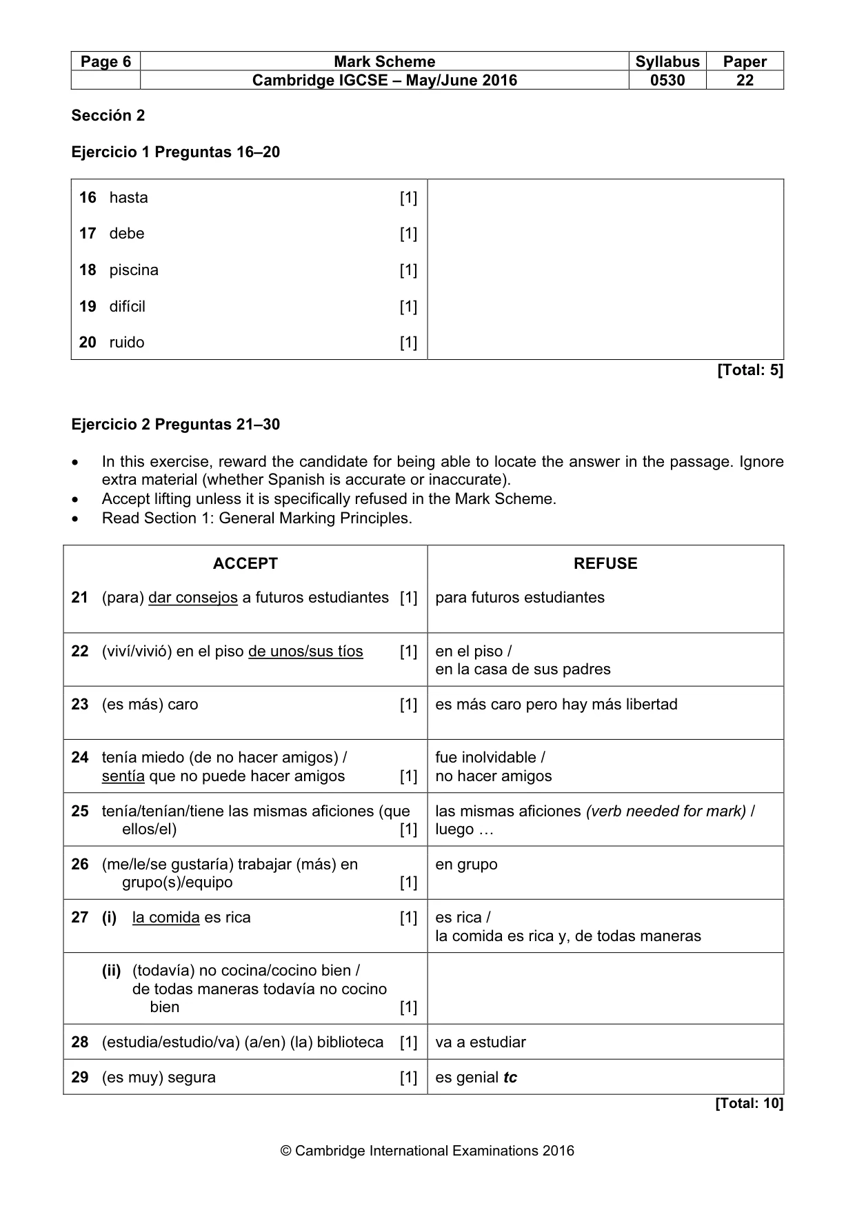 Mark scheme, page 6 of 9