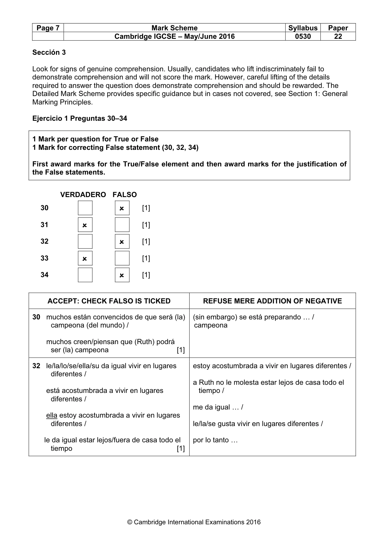 Mark scheme, page 7 of 9