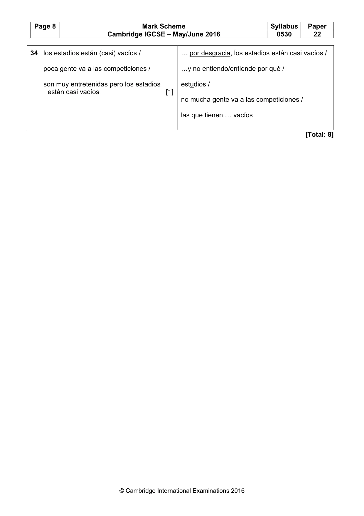 Mark scheme, page 8 of 9