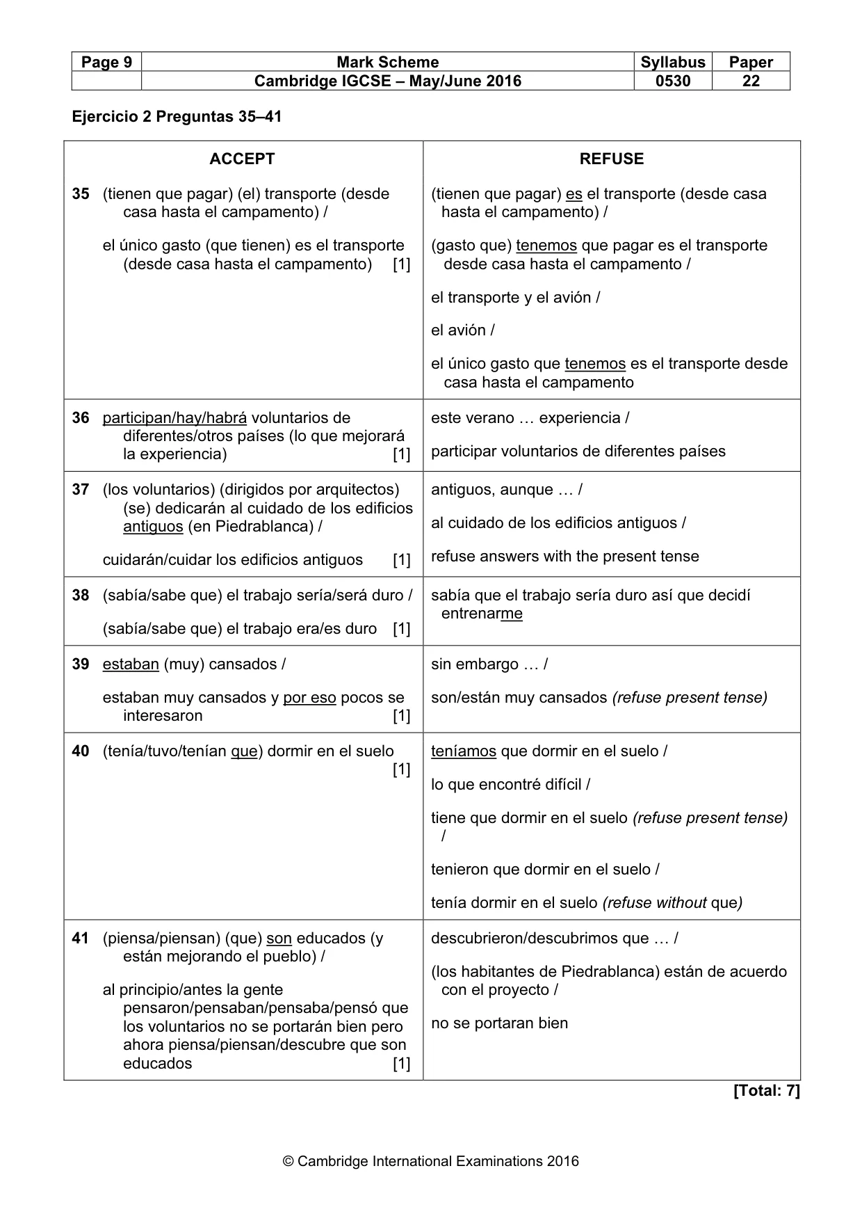 Mark scheme, page 9 of 9