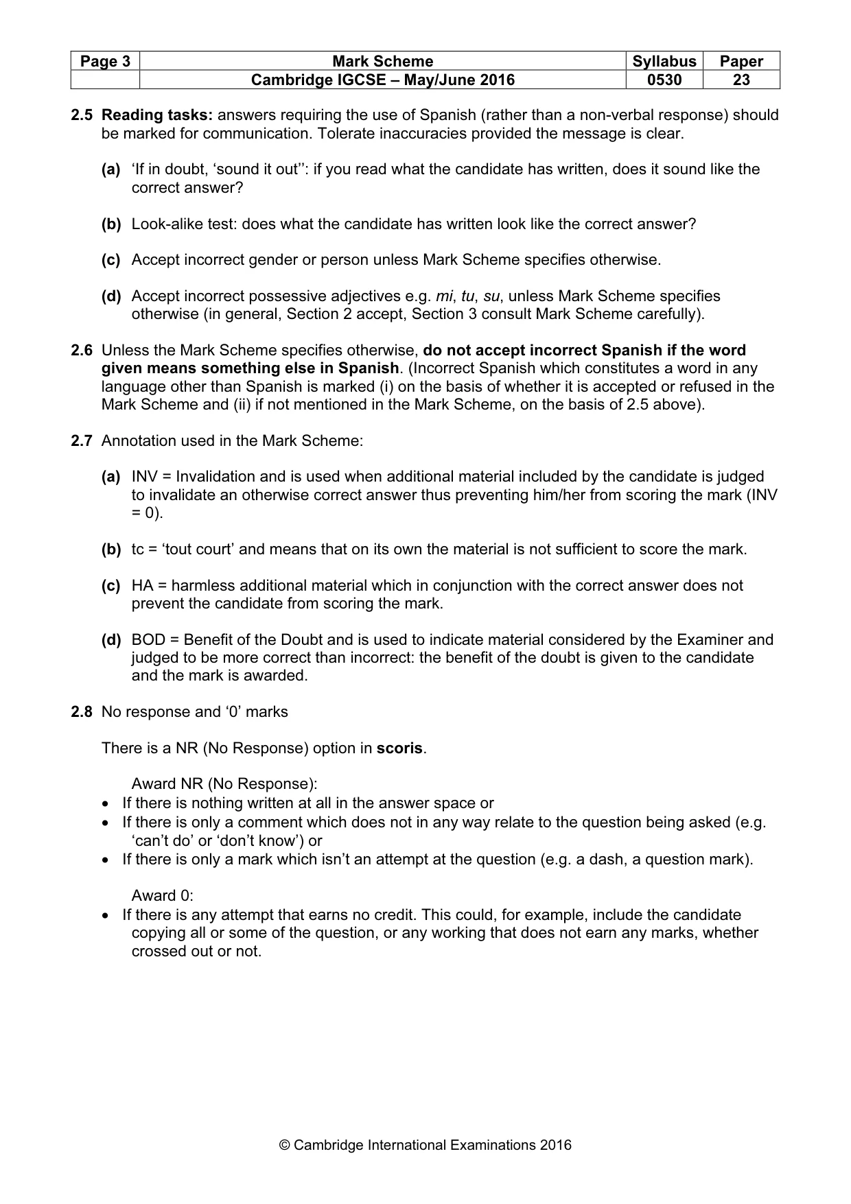 Mark scheme, page 3 of 9