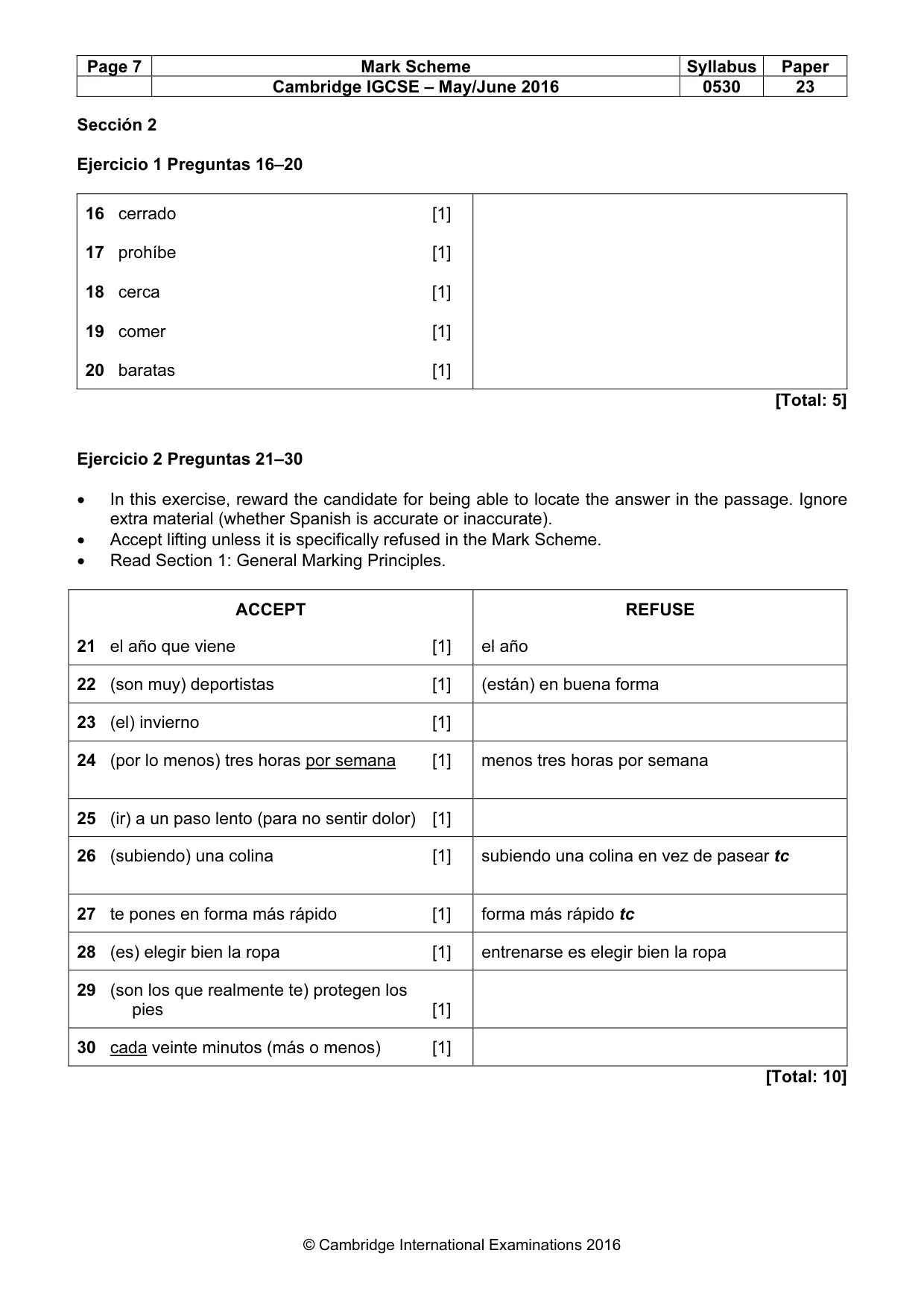 Mark scheme, page 7 of 9