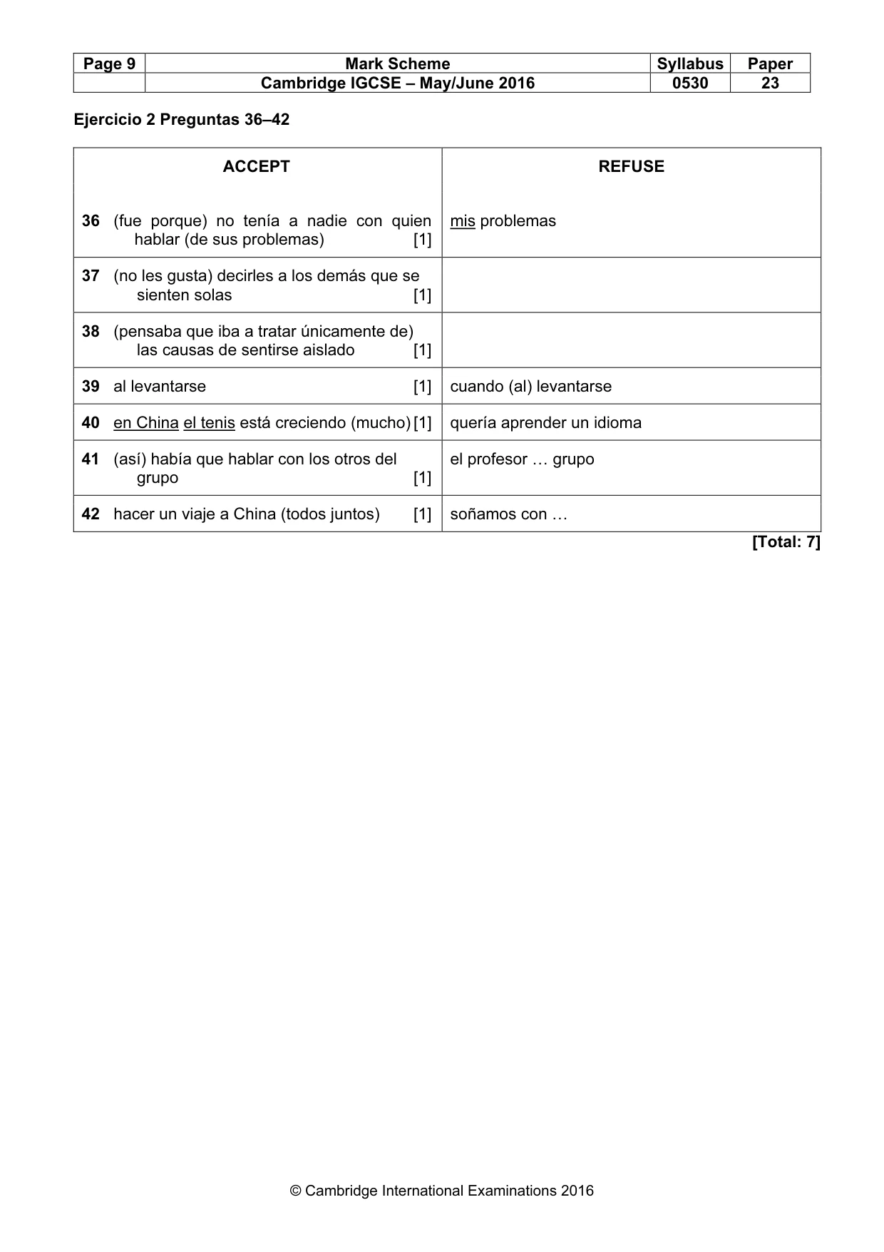 Mark scheme, page 9 of 9
