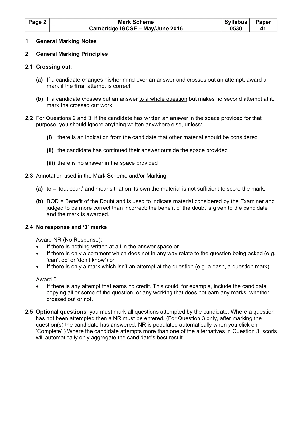 Mark scheme, page 2 of 26