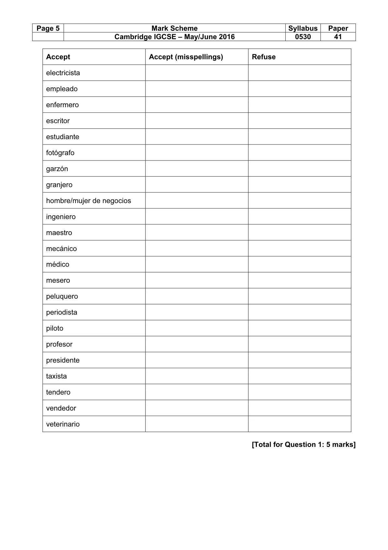 Mark scheme, page 5 of 26