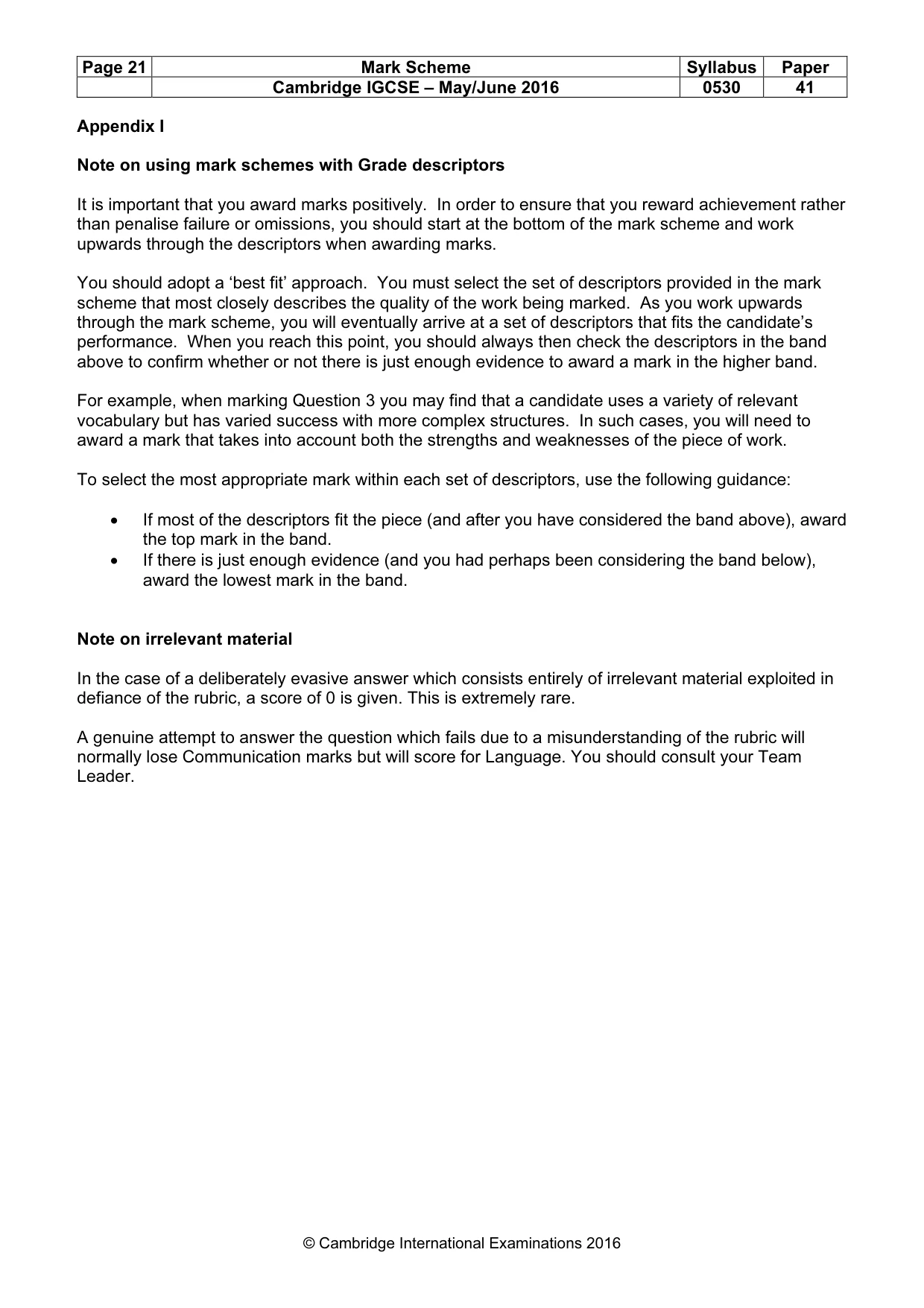 Mark scheme, page 21 of 26
