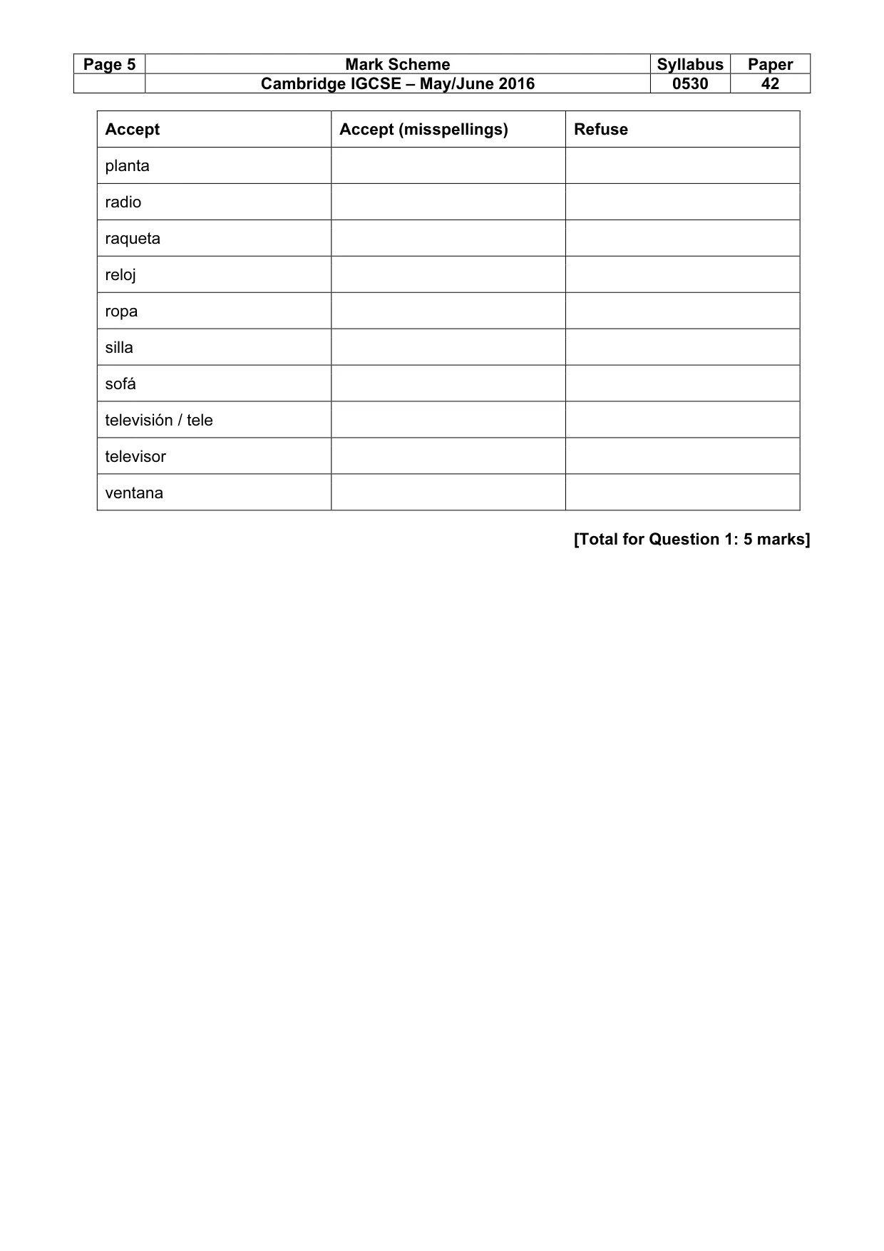 Mark scheme, page 5 of 26