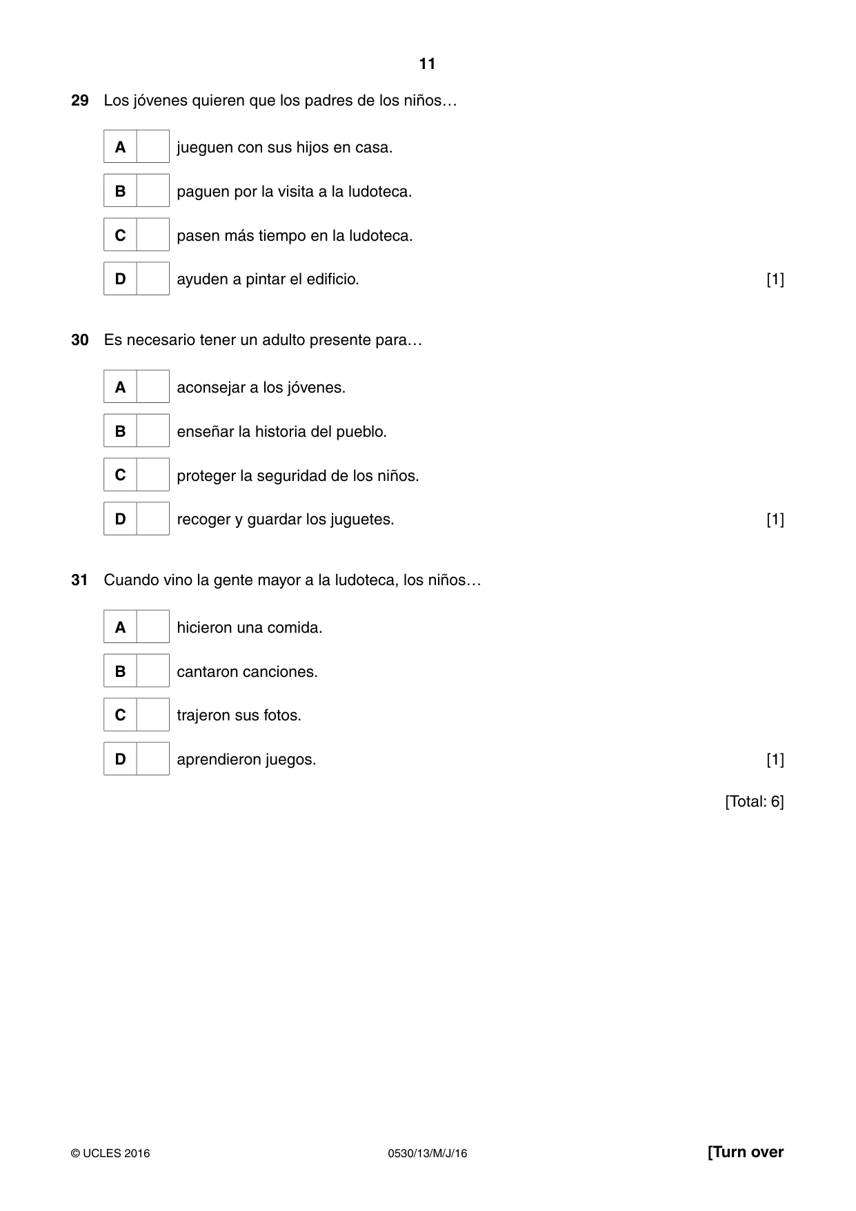 Cambridge IGCSE Spanish - Foreign Language 0530 2016 May/June Paper 1 · Variant 3 question paper, page 11 of 12