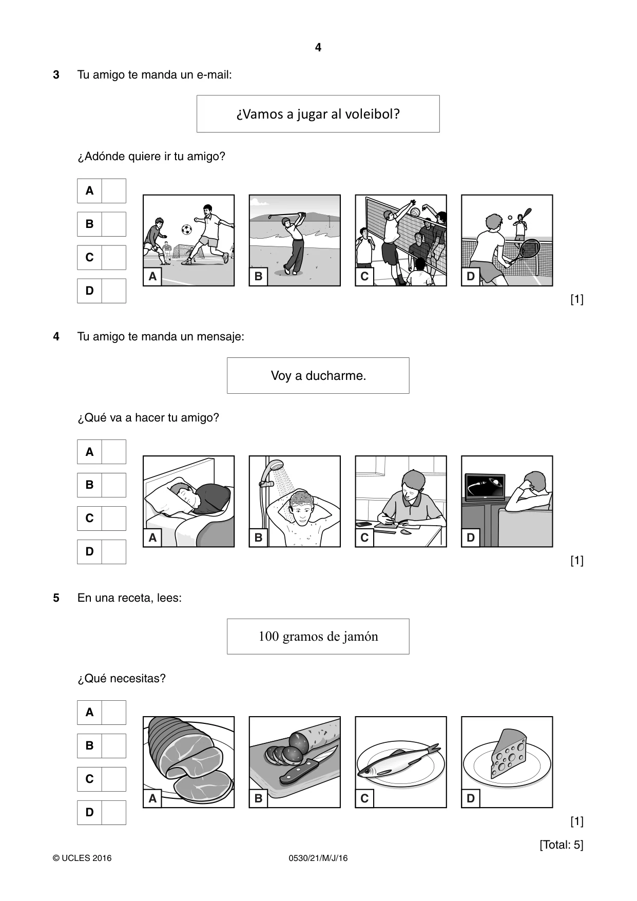 Cambridge IGCSE Spanish - Foreign Language 0530 2016 May/June Paper 2 · Variant 1 question paper, page 4 of 16