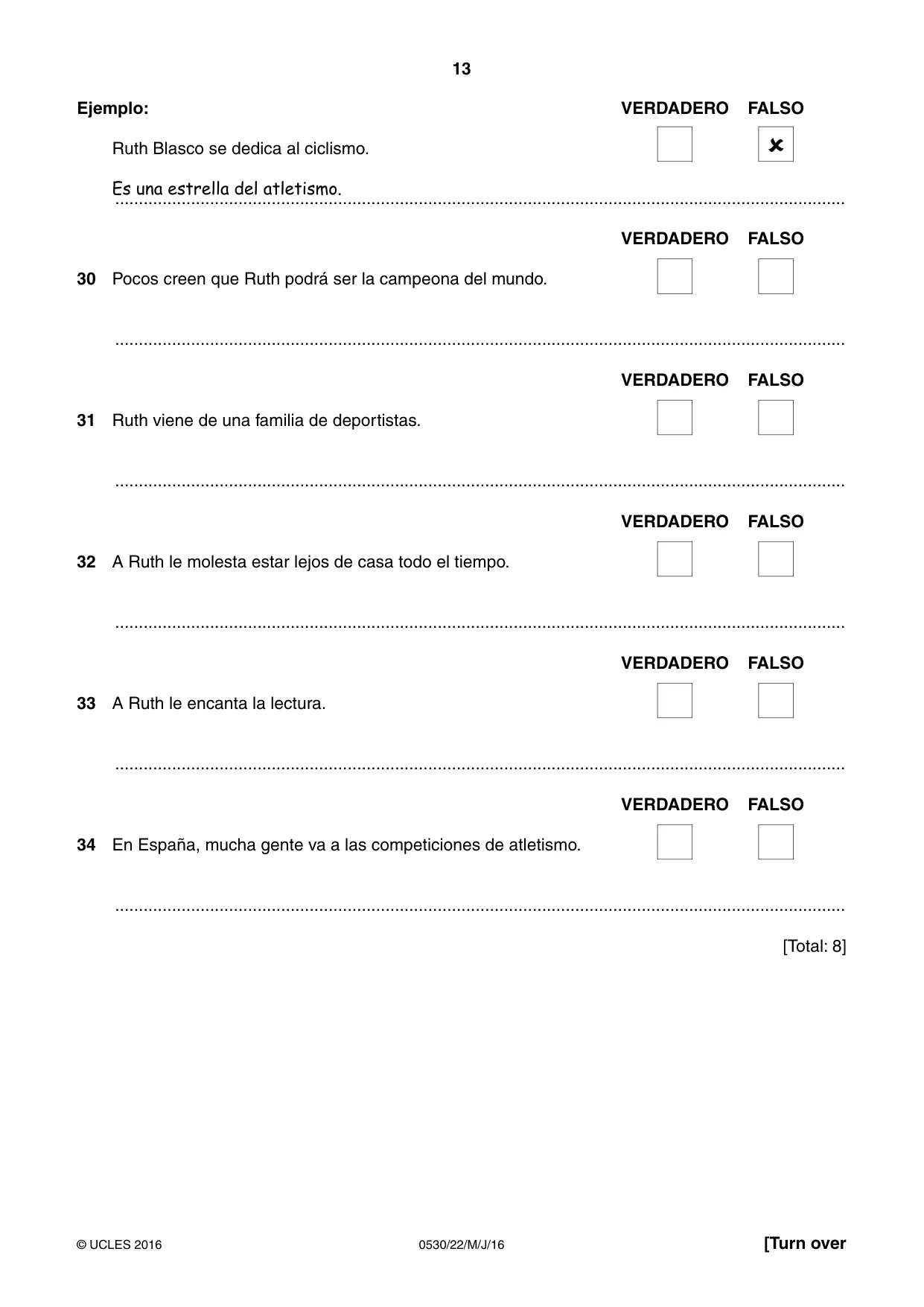 Cambridge IGCSE Spanish - Foreign Language 0530 2016 May/June Paper 2 · Variant 2 question paper, page 13 of 16