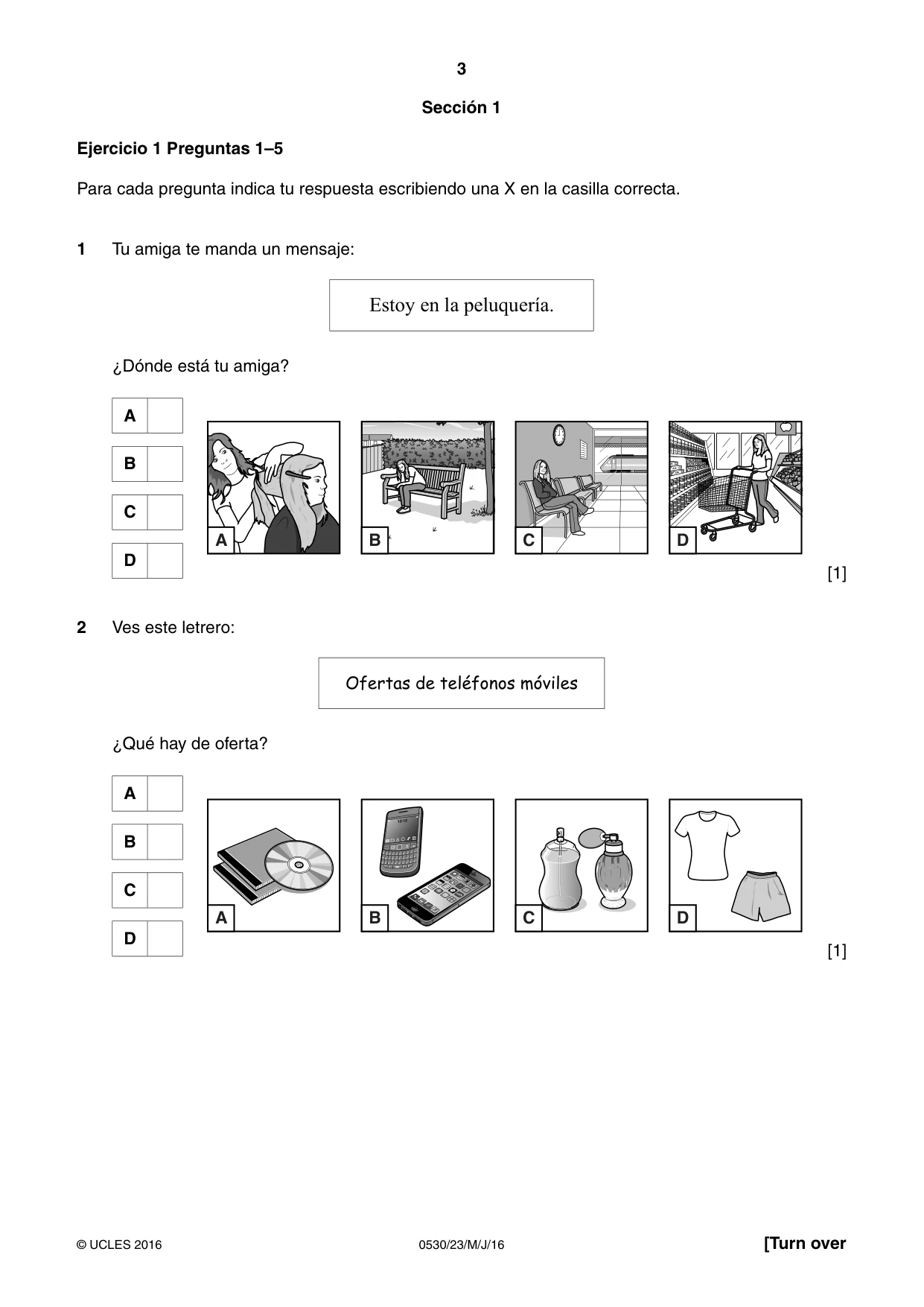 Cambridge IGCSE Spanish - Foreign Language 0530 2016 May/June Paper 2 · Variant 3 question paper, page 3 of 16