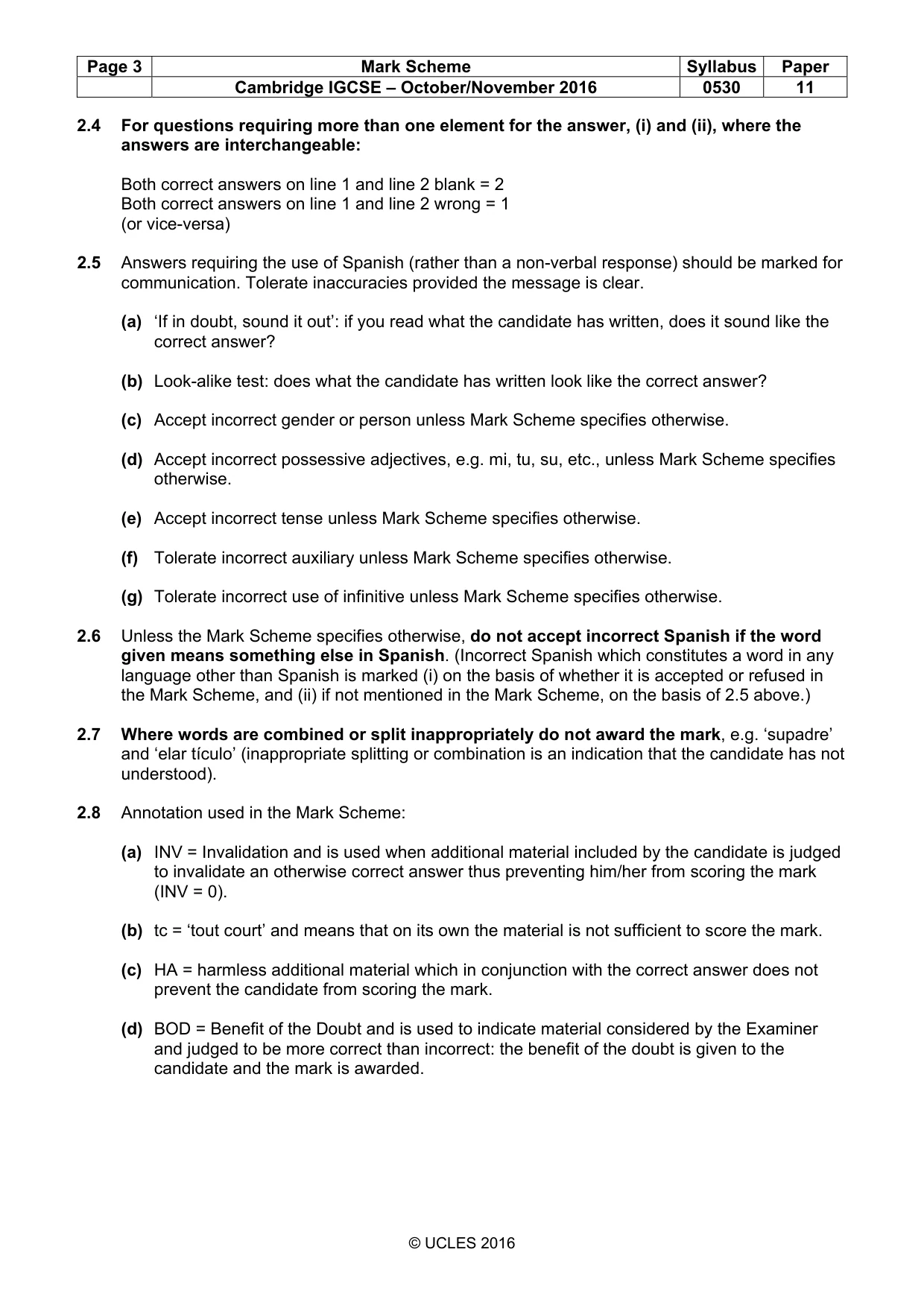 Mark scheme, page 3 of 8