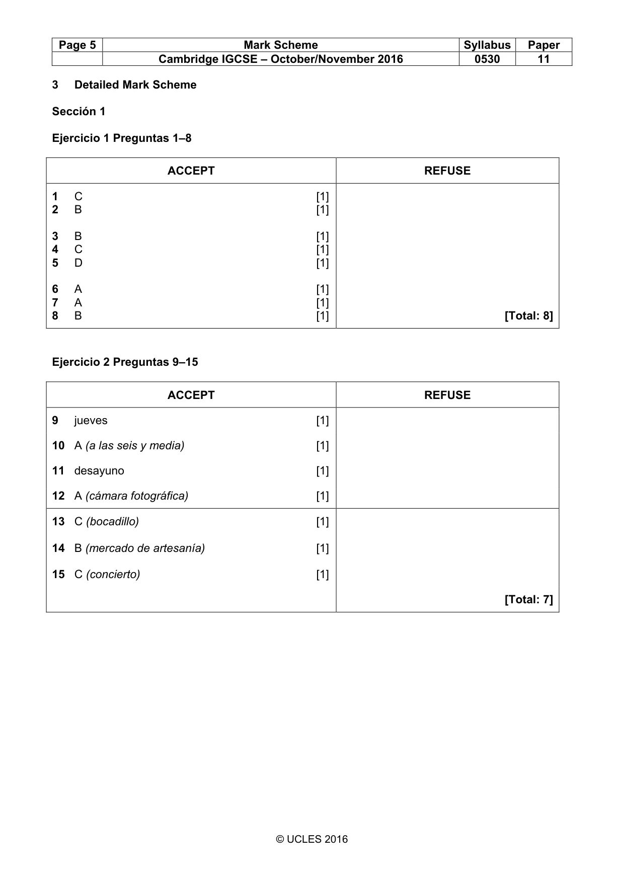 Mark scheme, page 5 of 8