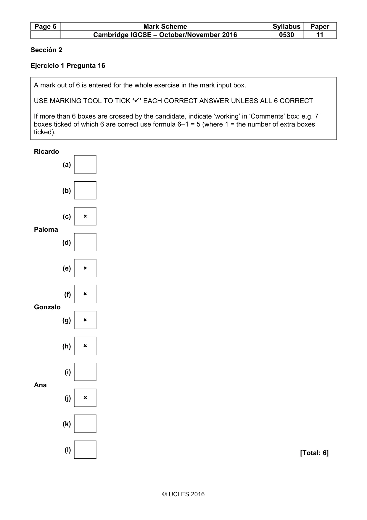 Mark scheme, page 6 of 8