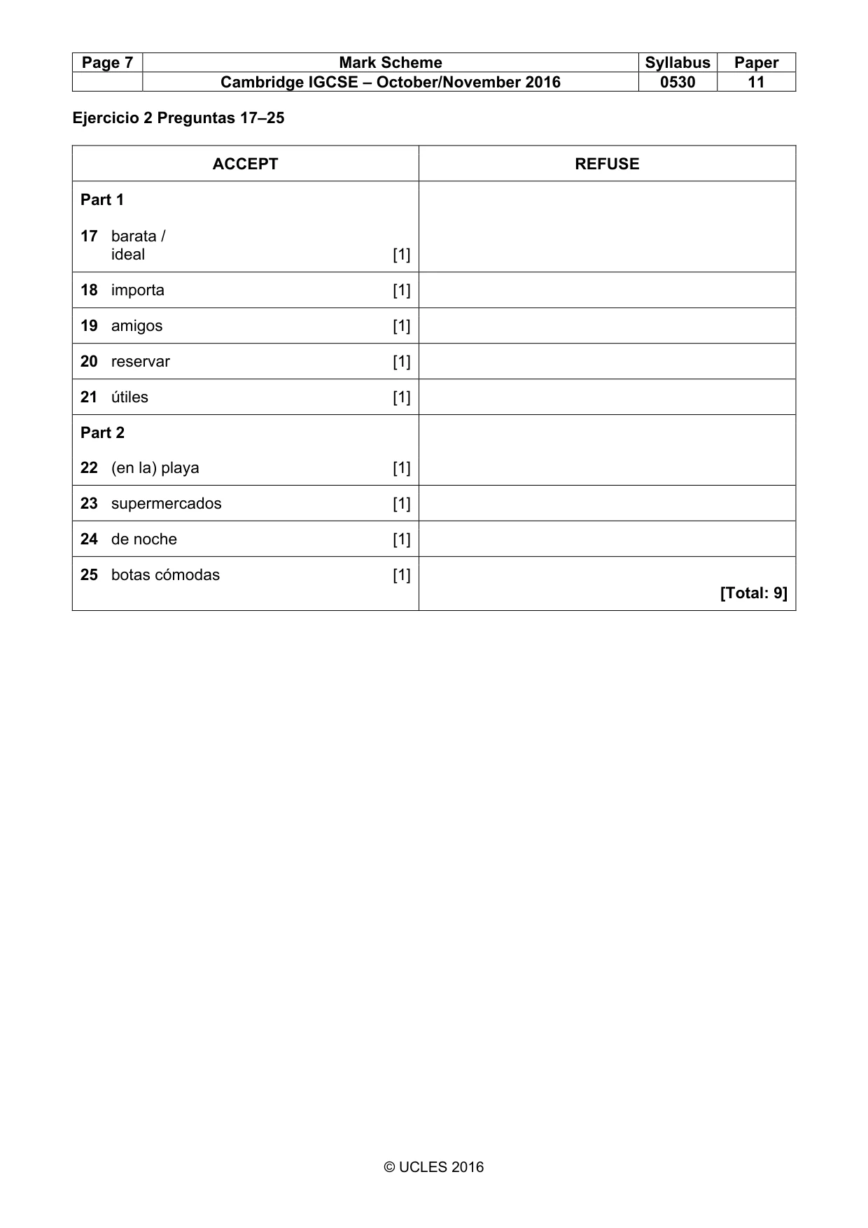Mark scheme, page 7 of 8