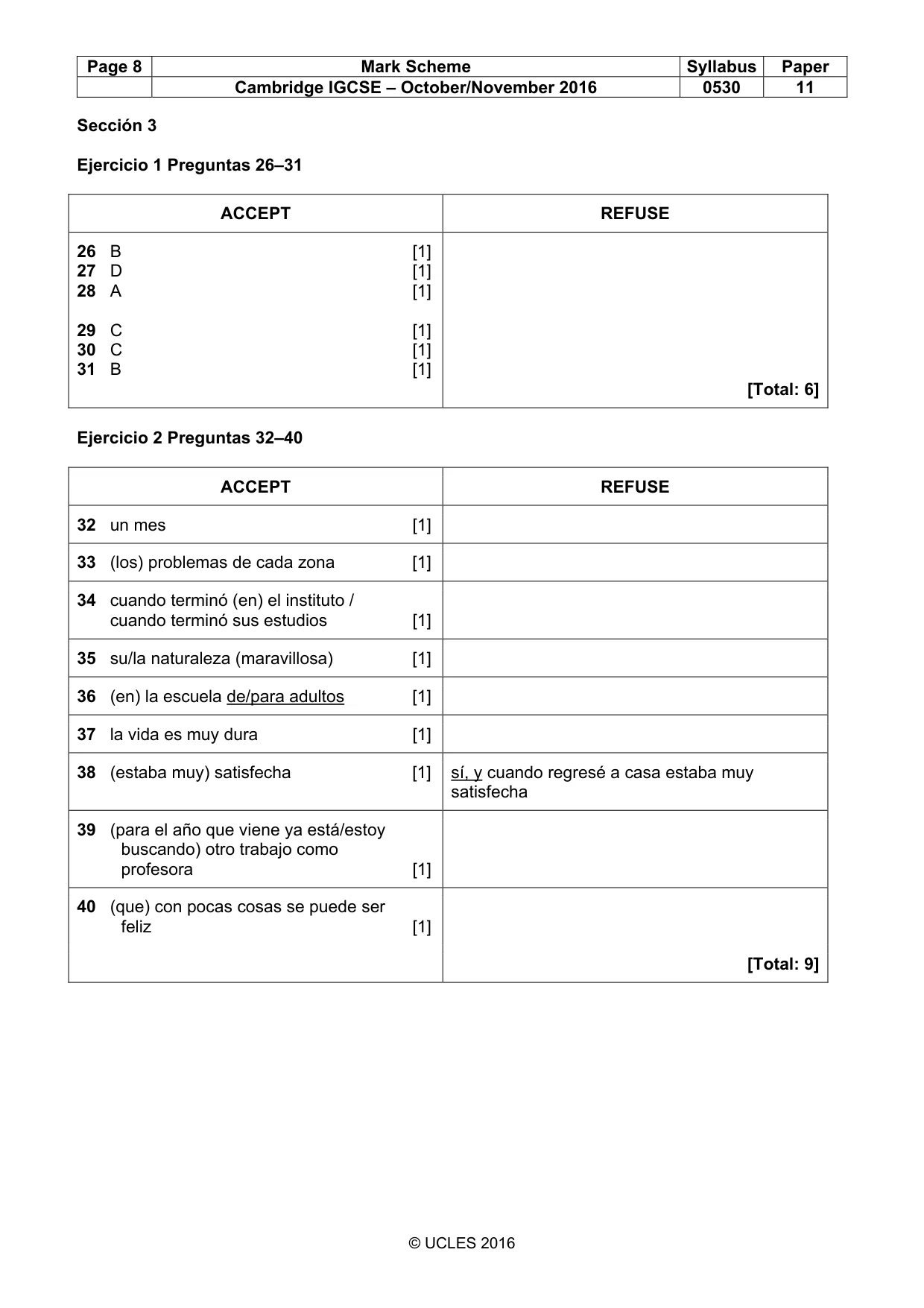 Mark scheme, page 8 of 8