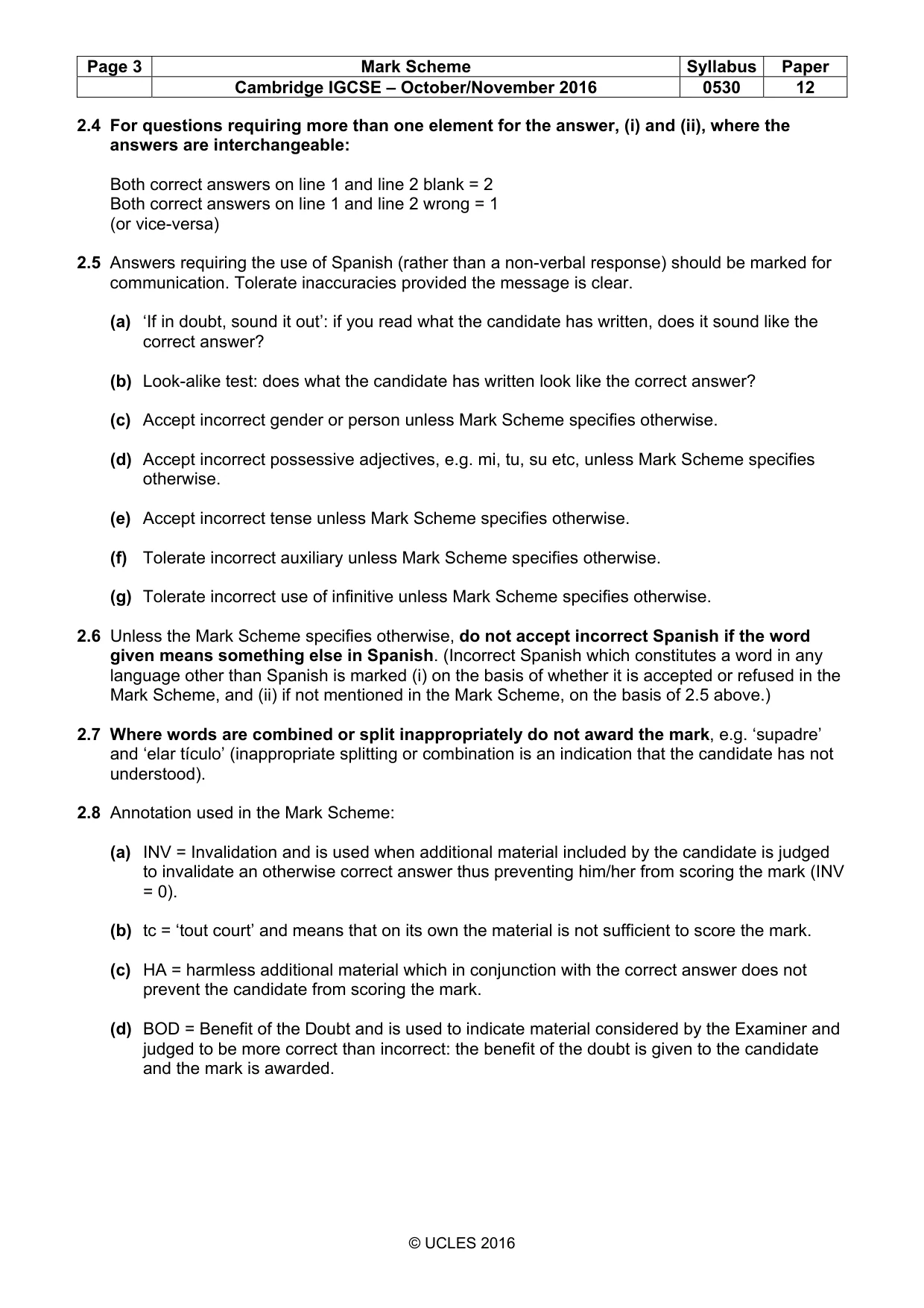 Mark scheme, page 3 of 8