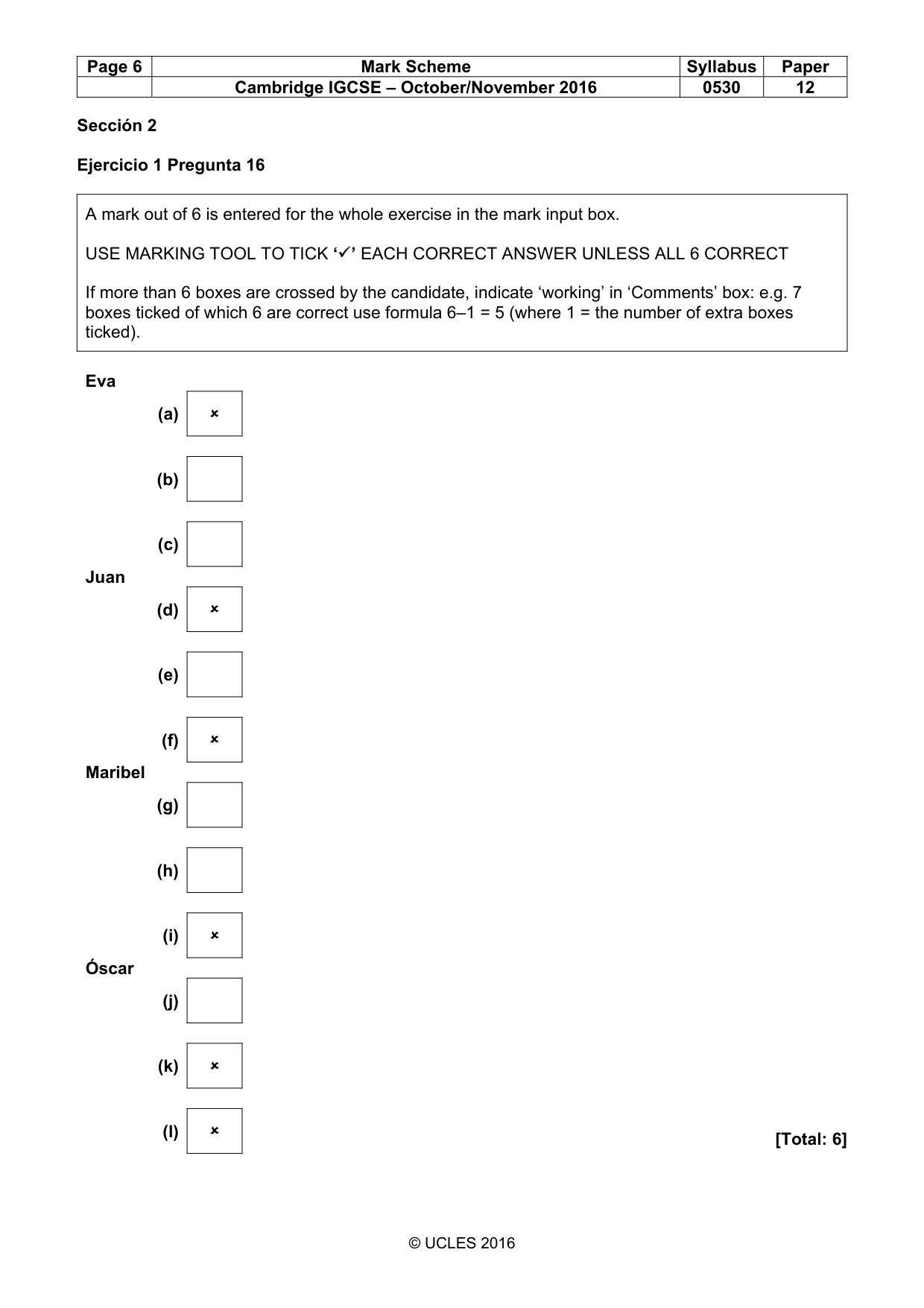 Mark scheme, page 6 of 8