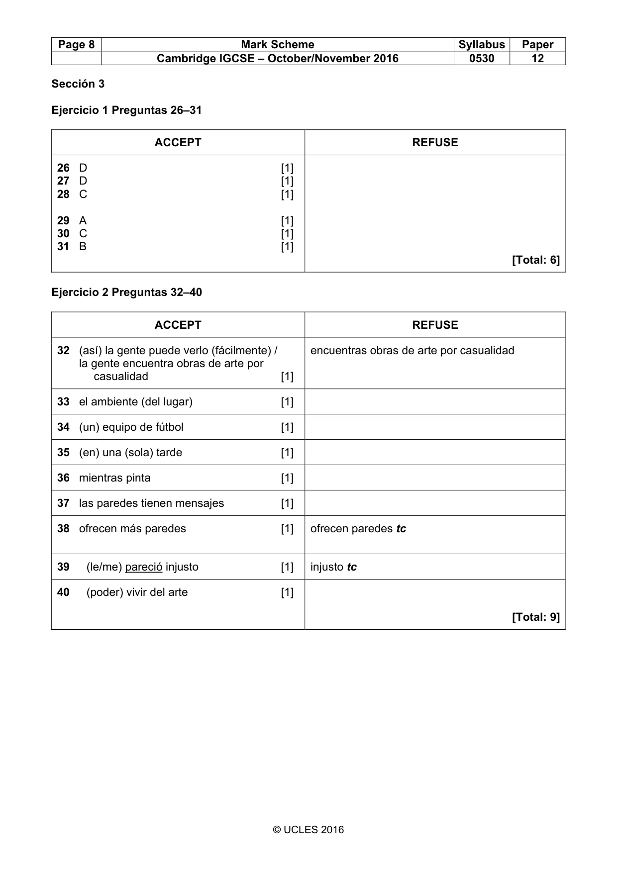 Mark scheme, page 8 of 8