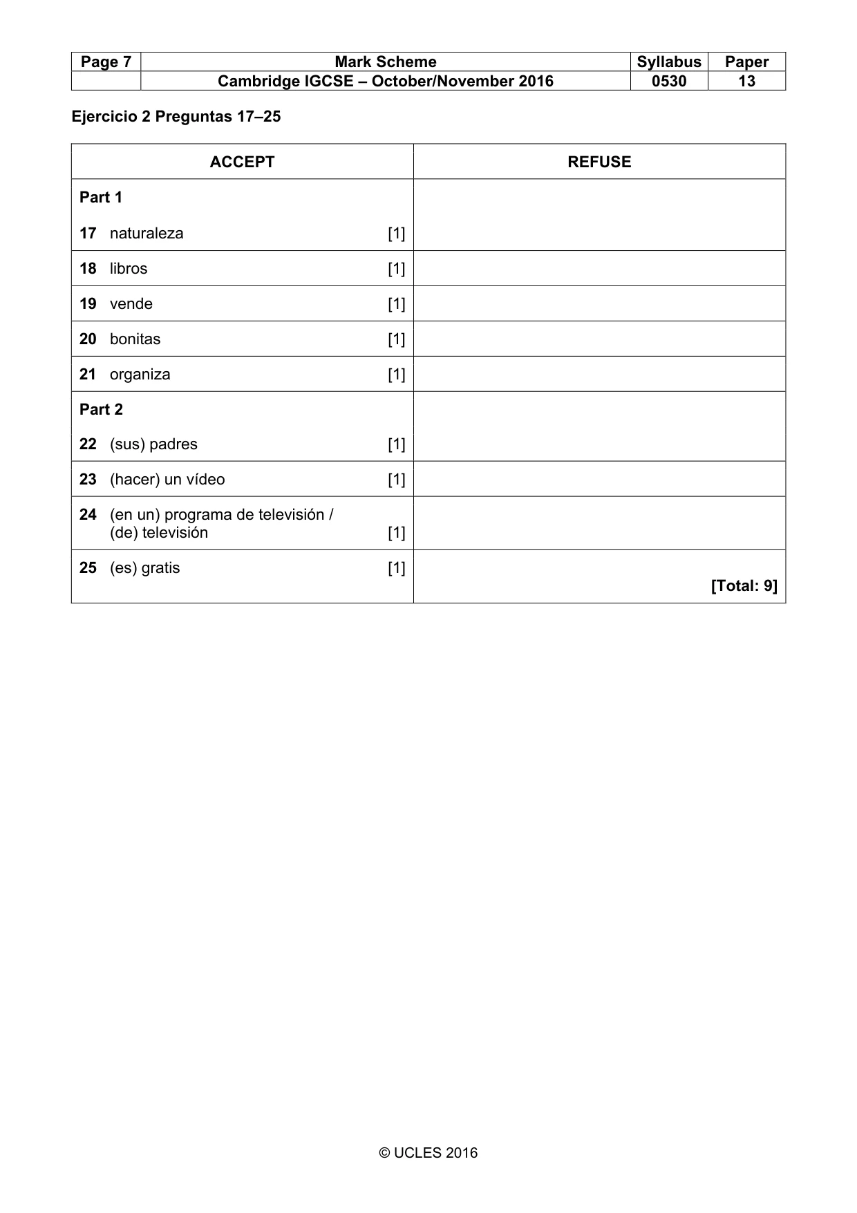 Mark scheme, page 7 of 8